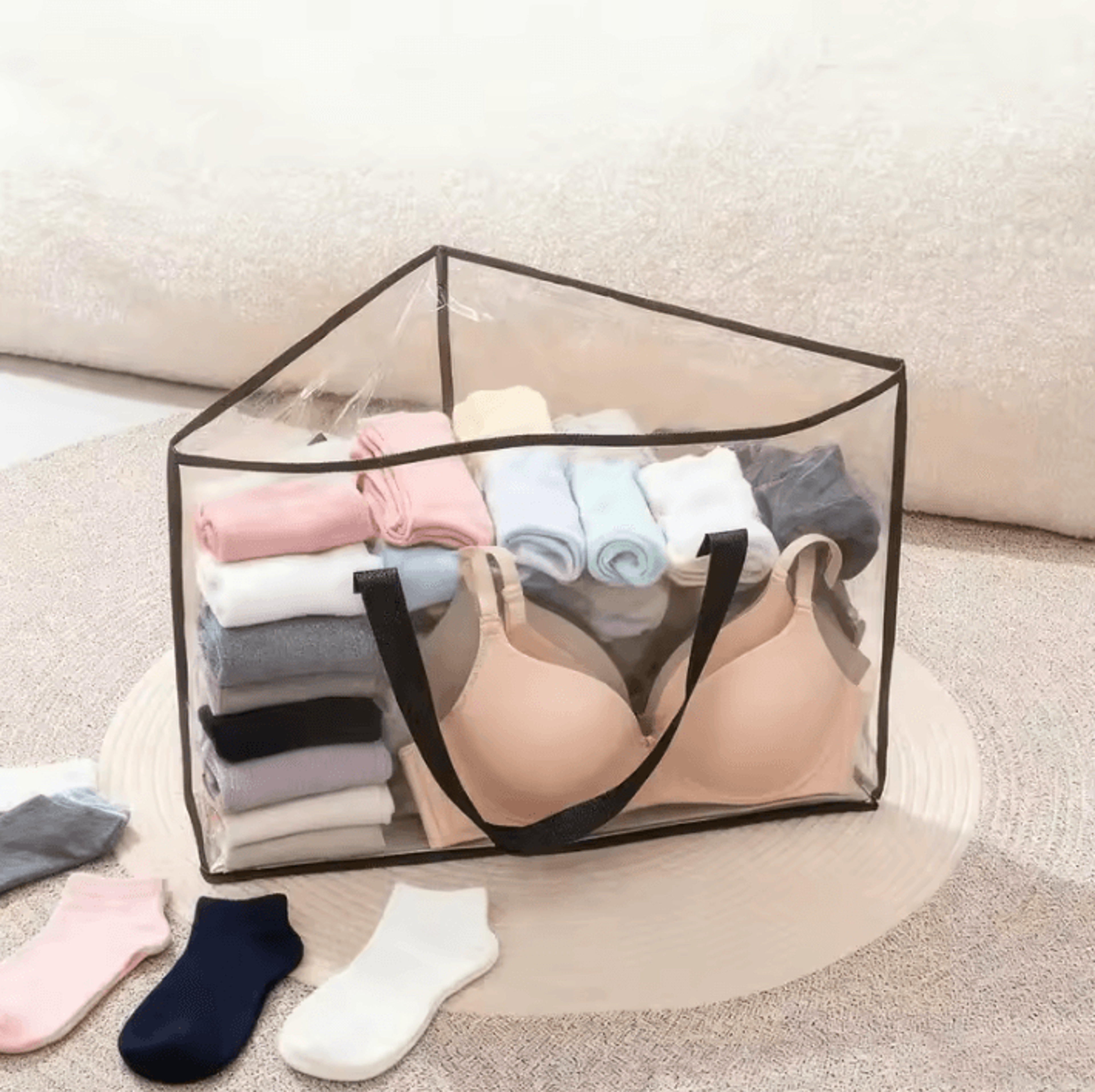 foldable large capacity clothes hanger storage bag with handles