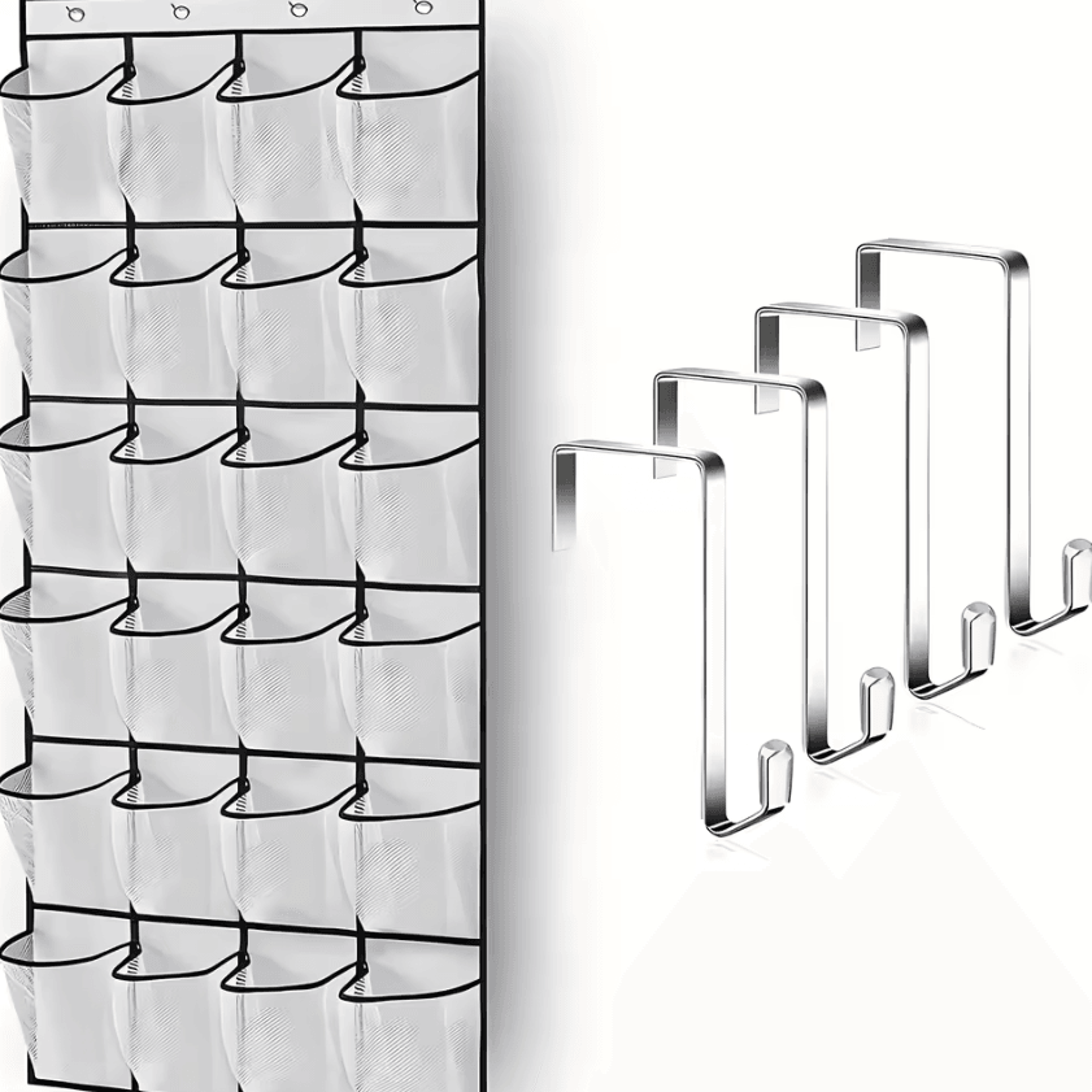 24 pocket over the door shoe organizer with mesh storage