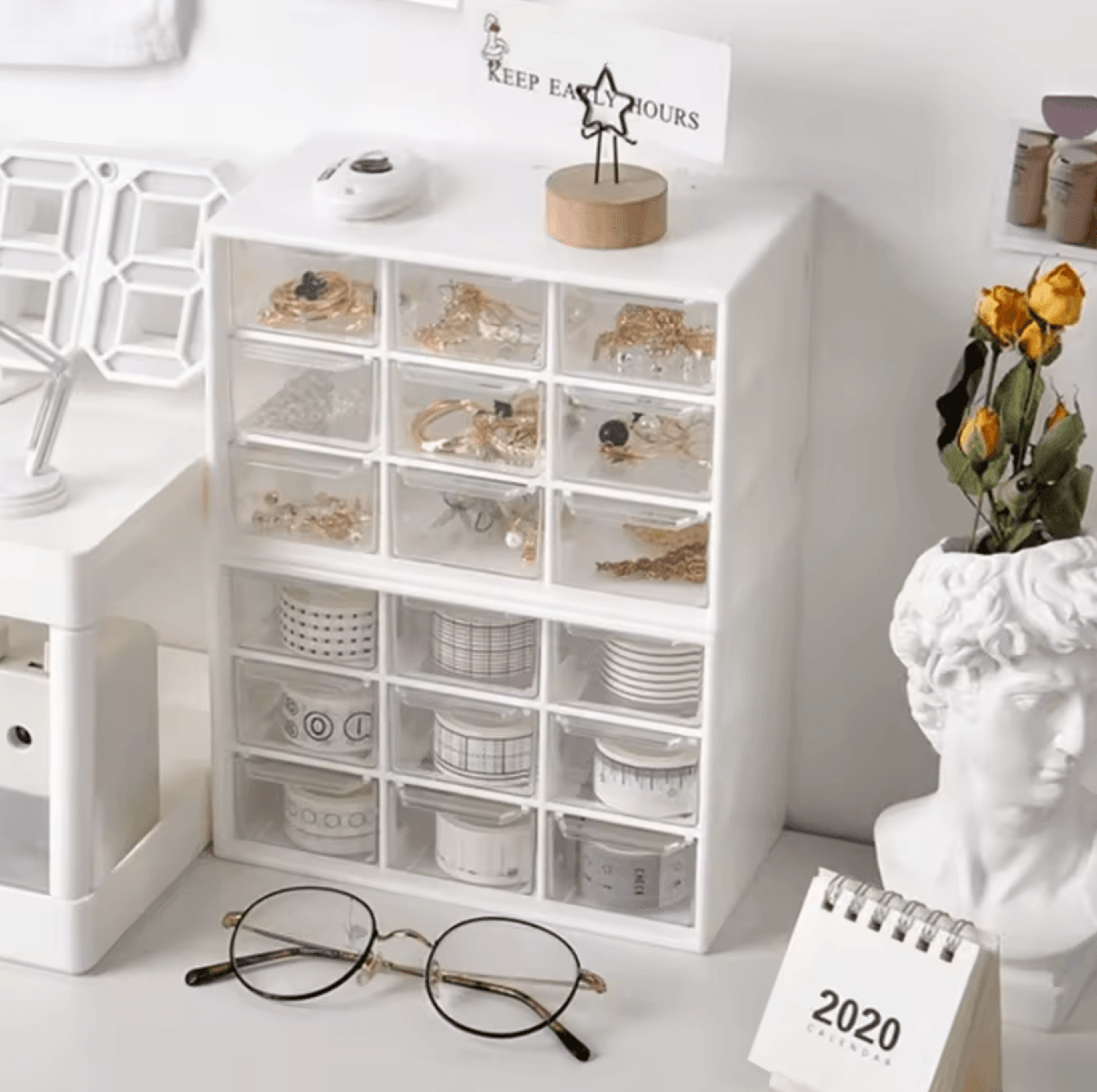 transparent stackable drawer storage box for small parts