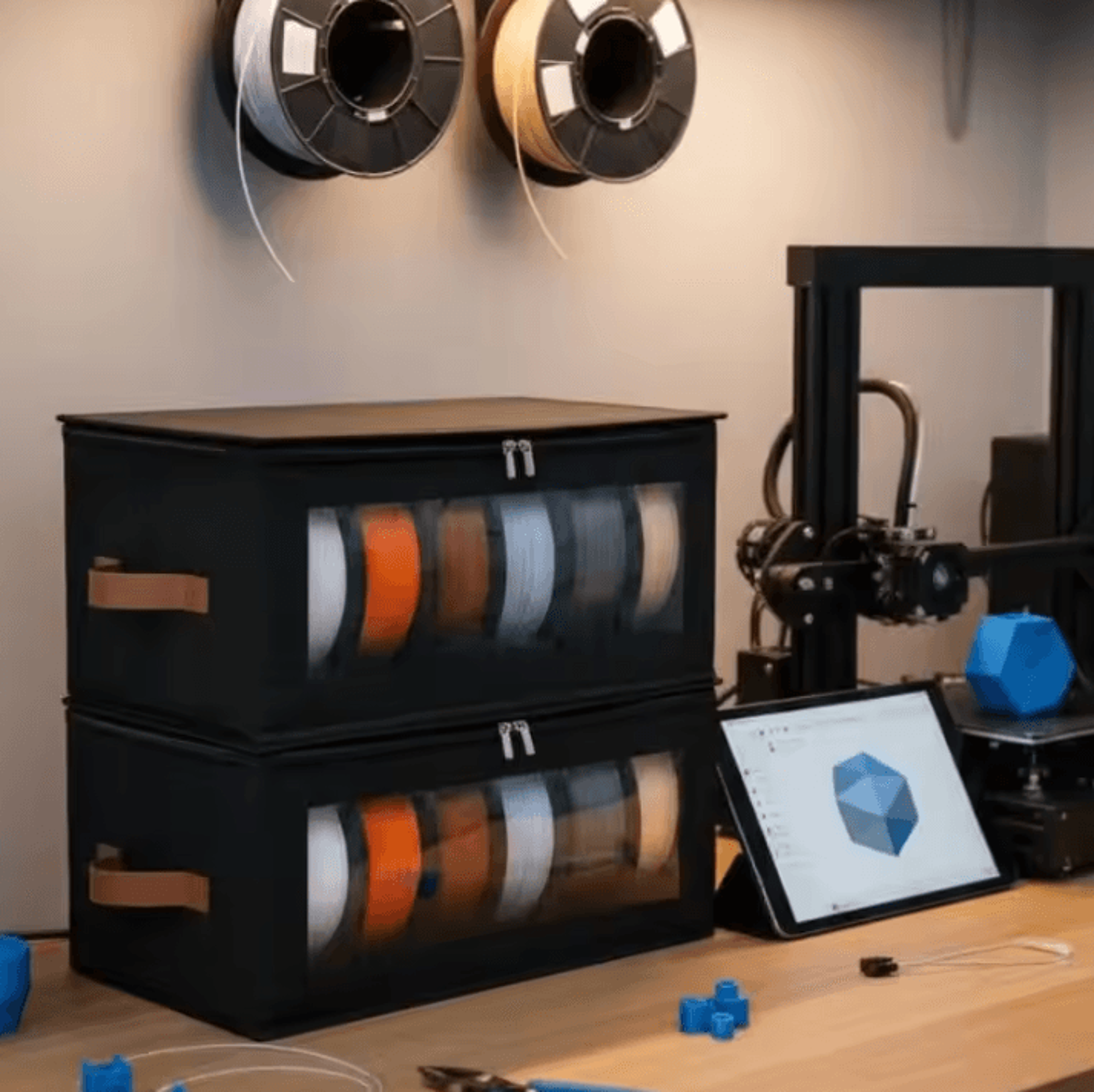 3d printer filament storage bag with cover and clear window