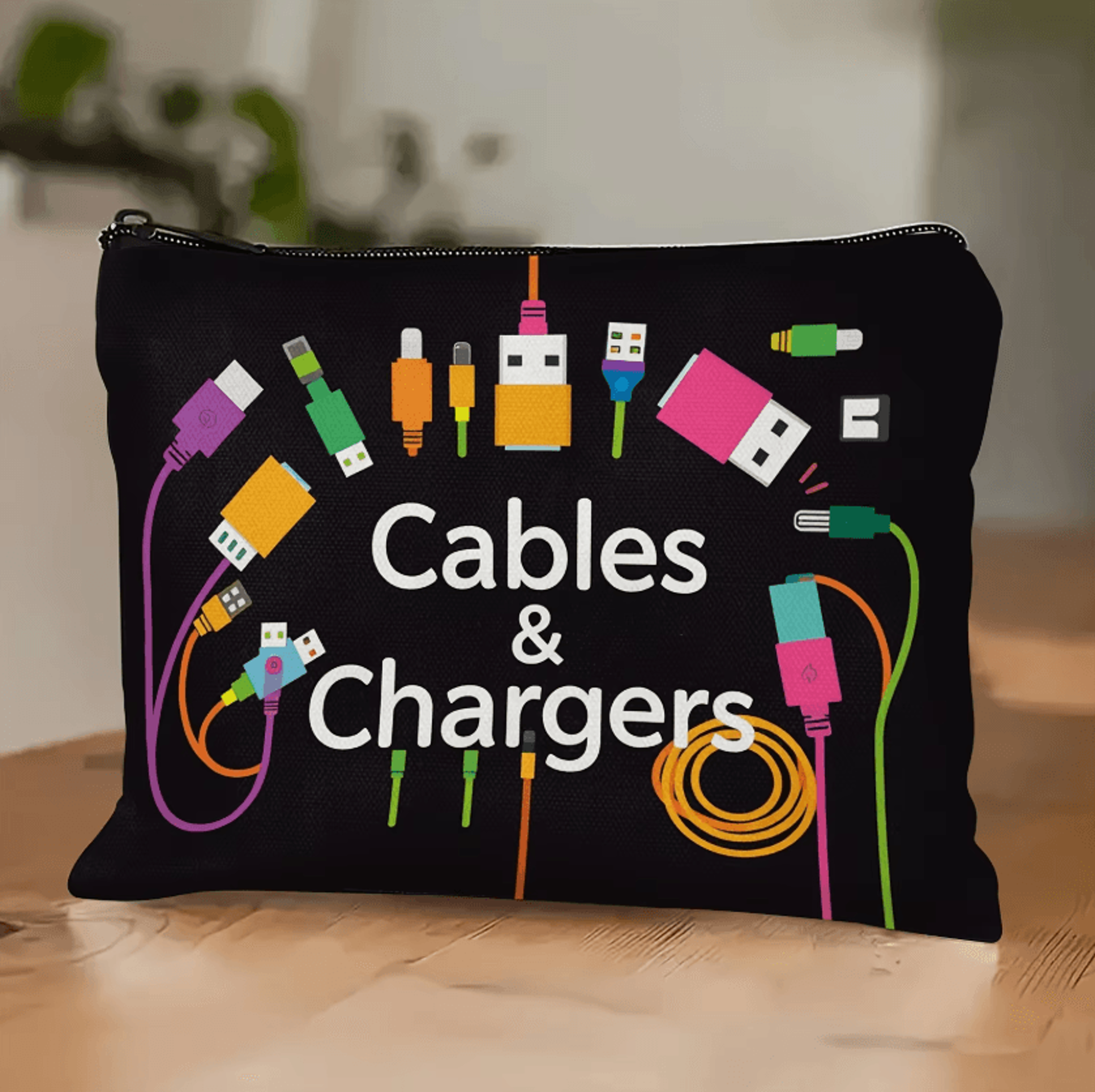 large capacity travel cosmetic and cable organizer bag