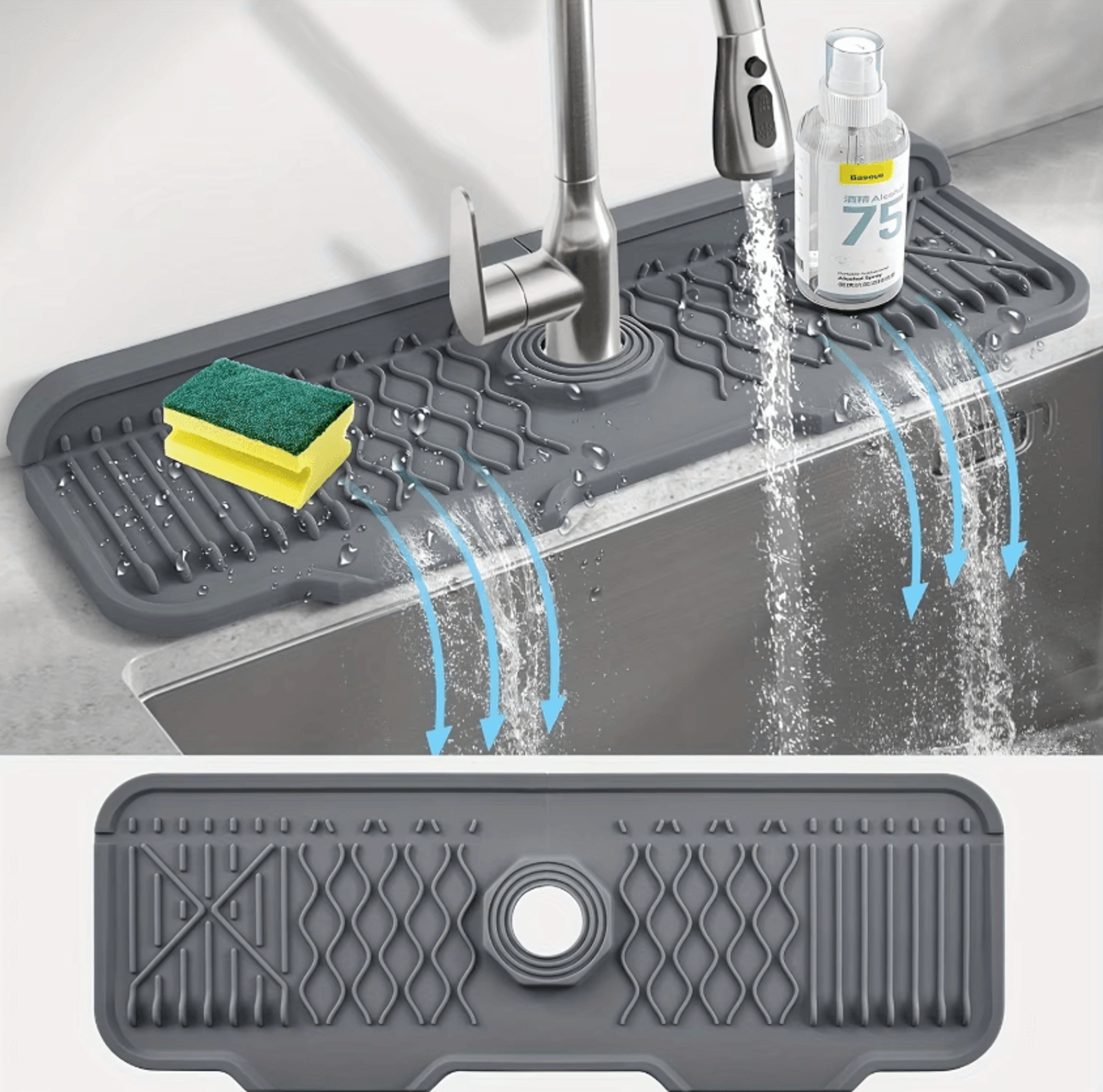 silicone faucet splash guard and drip catcher mat