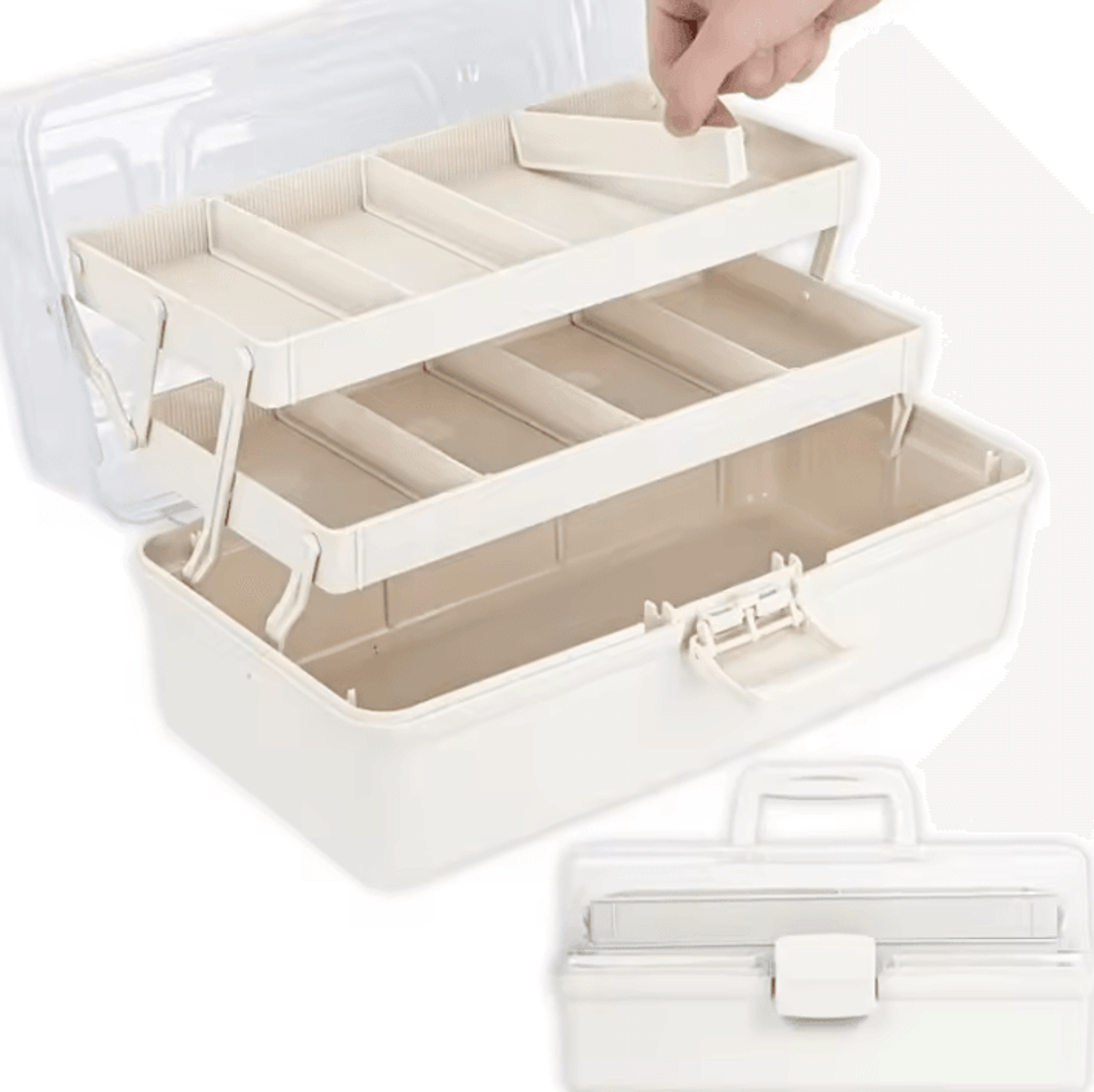 3 layer portable craft organizer box with adjustable dividers