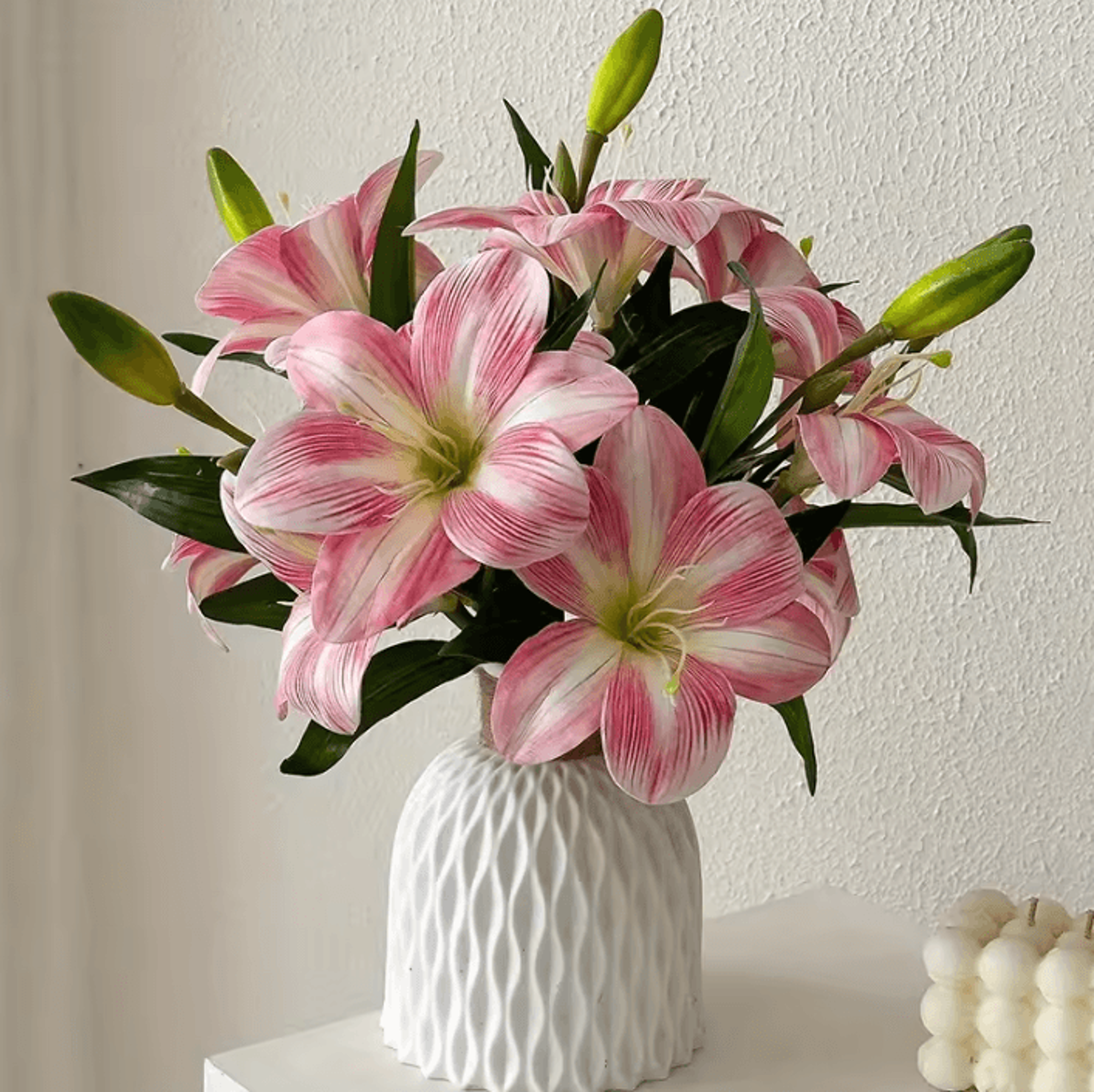 real touch 3 head artificial lily flower stem with buds