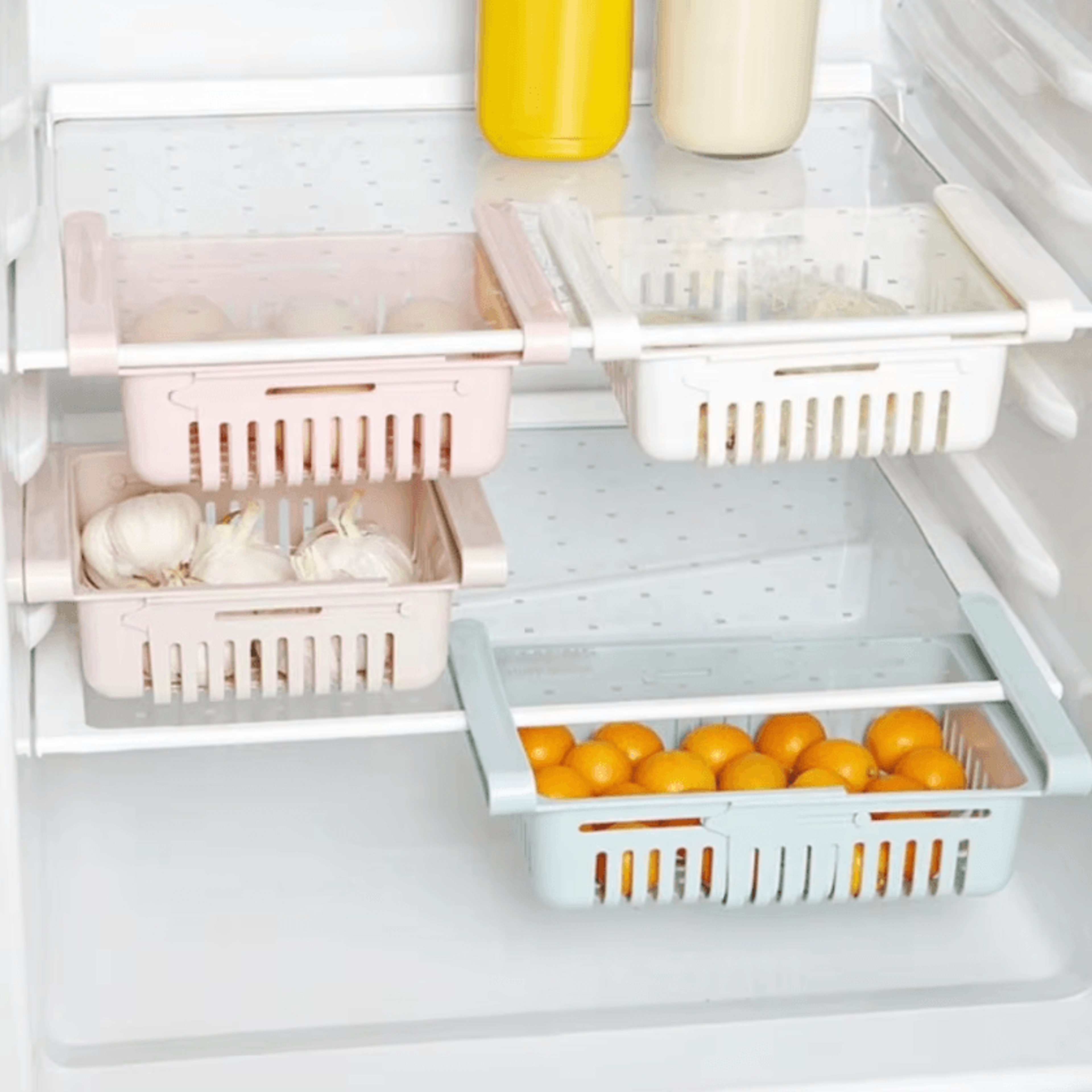 pull out refrigerator drawer organizer for fridge shelves