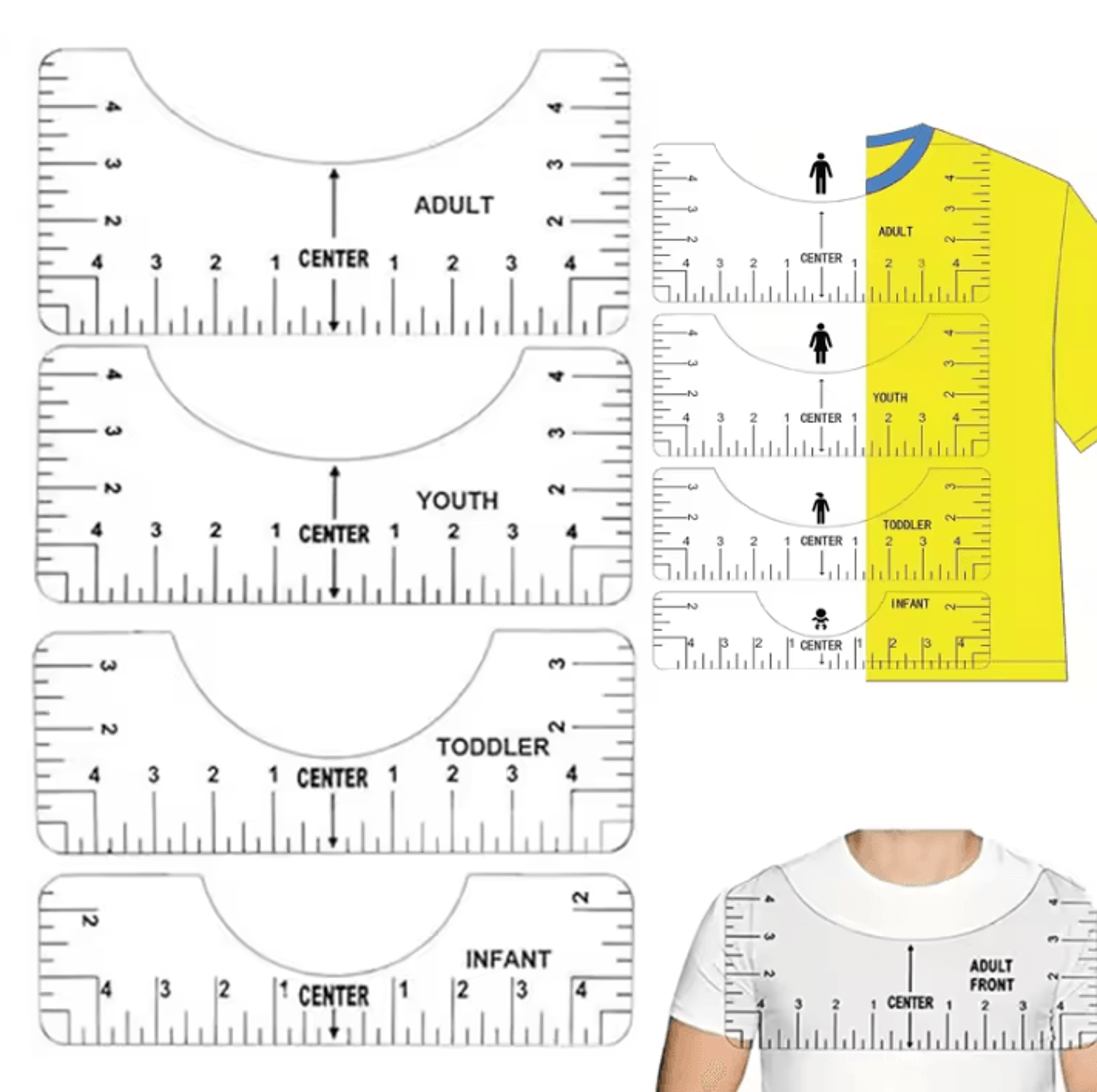 pvc t-shirt alignment ruler guide for heat press