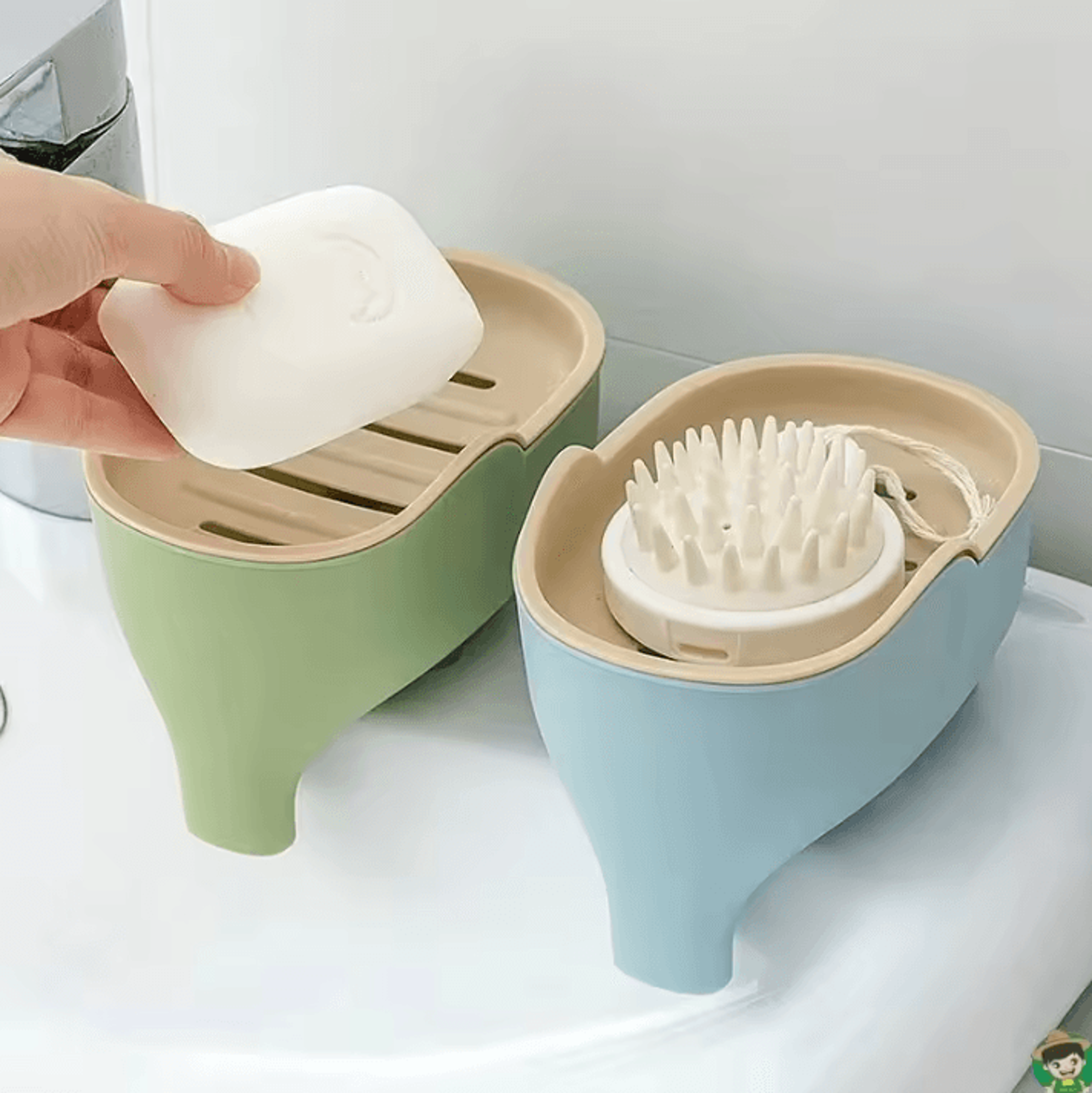 cute elephant double layer draining soap dish