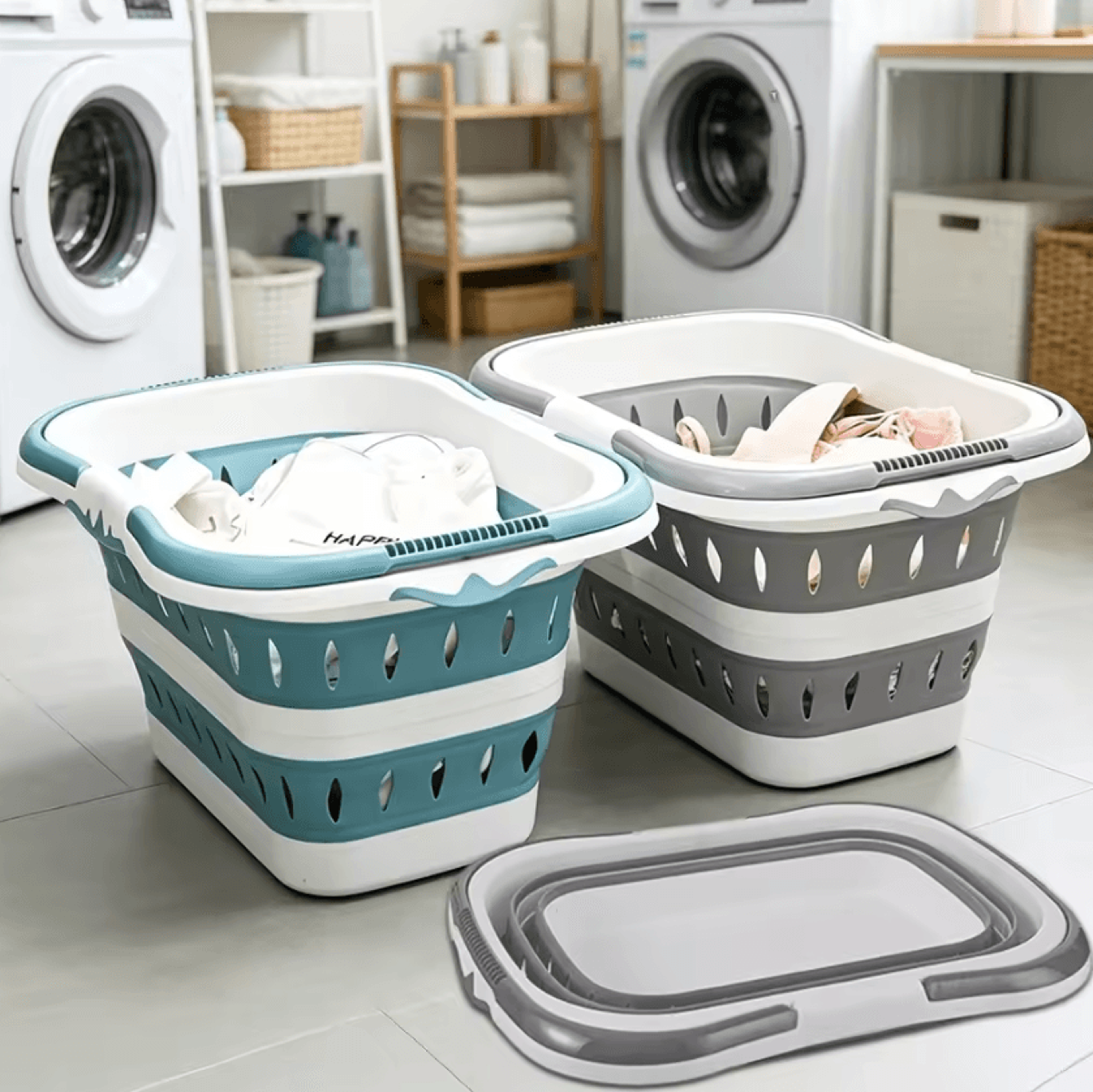foldable collapsible laundry basket with handles