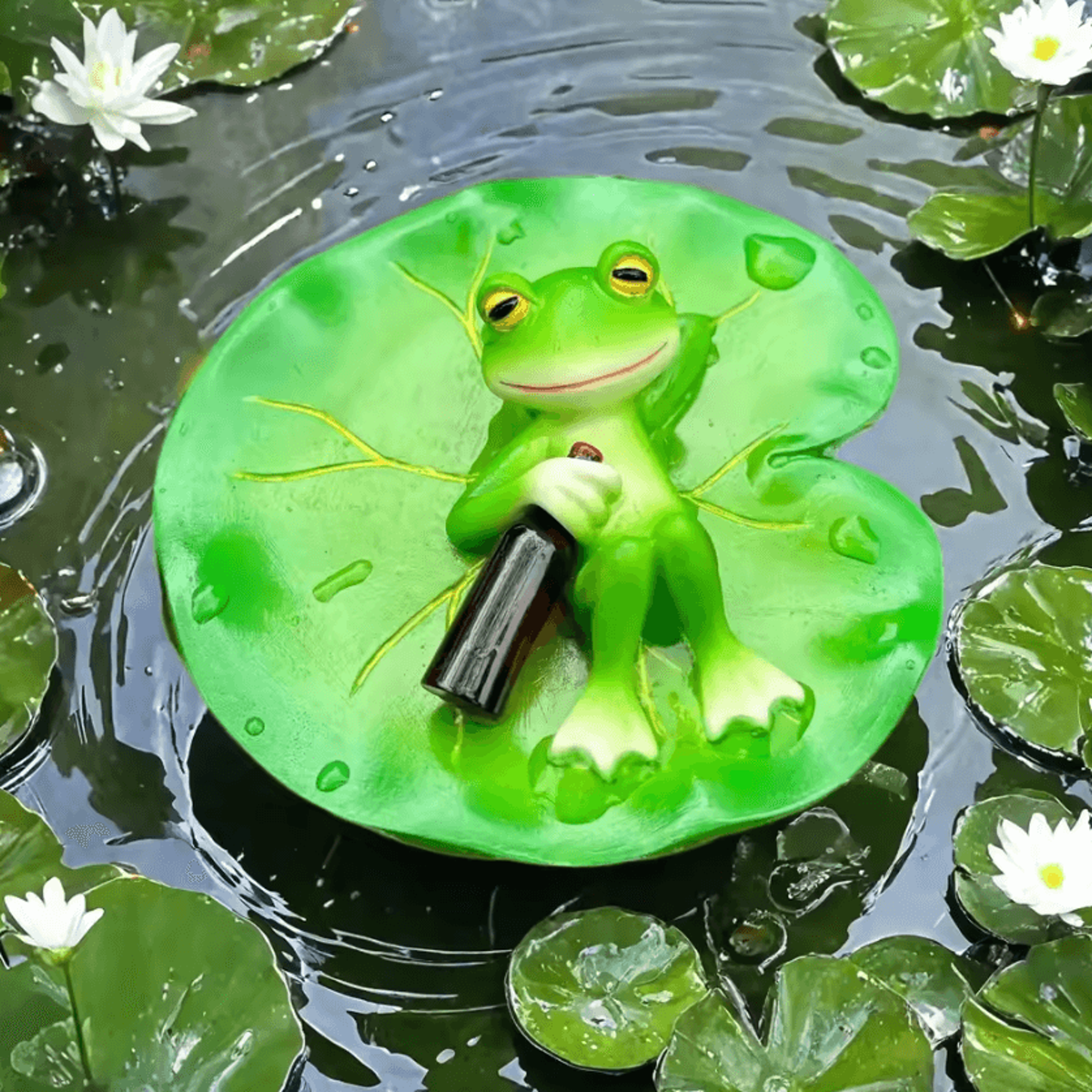 floating resin frog pond ornament for garden decor