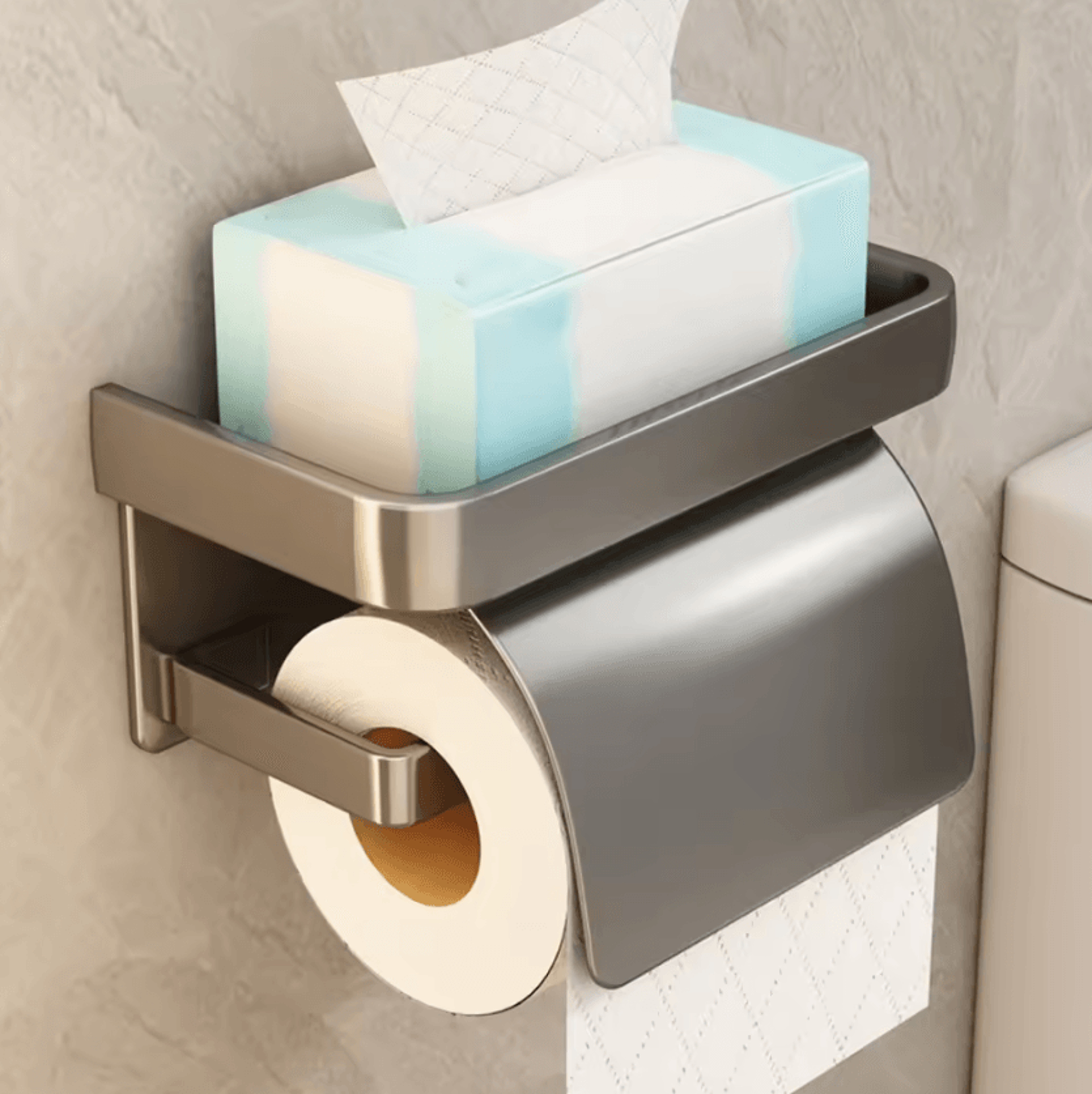 self adhesive toilet paper holder with storage shelf