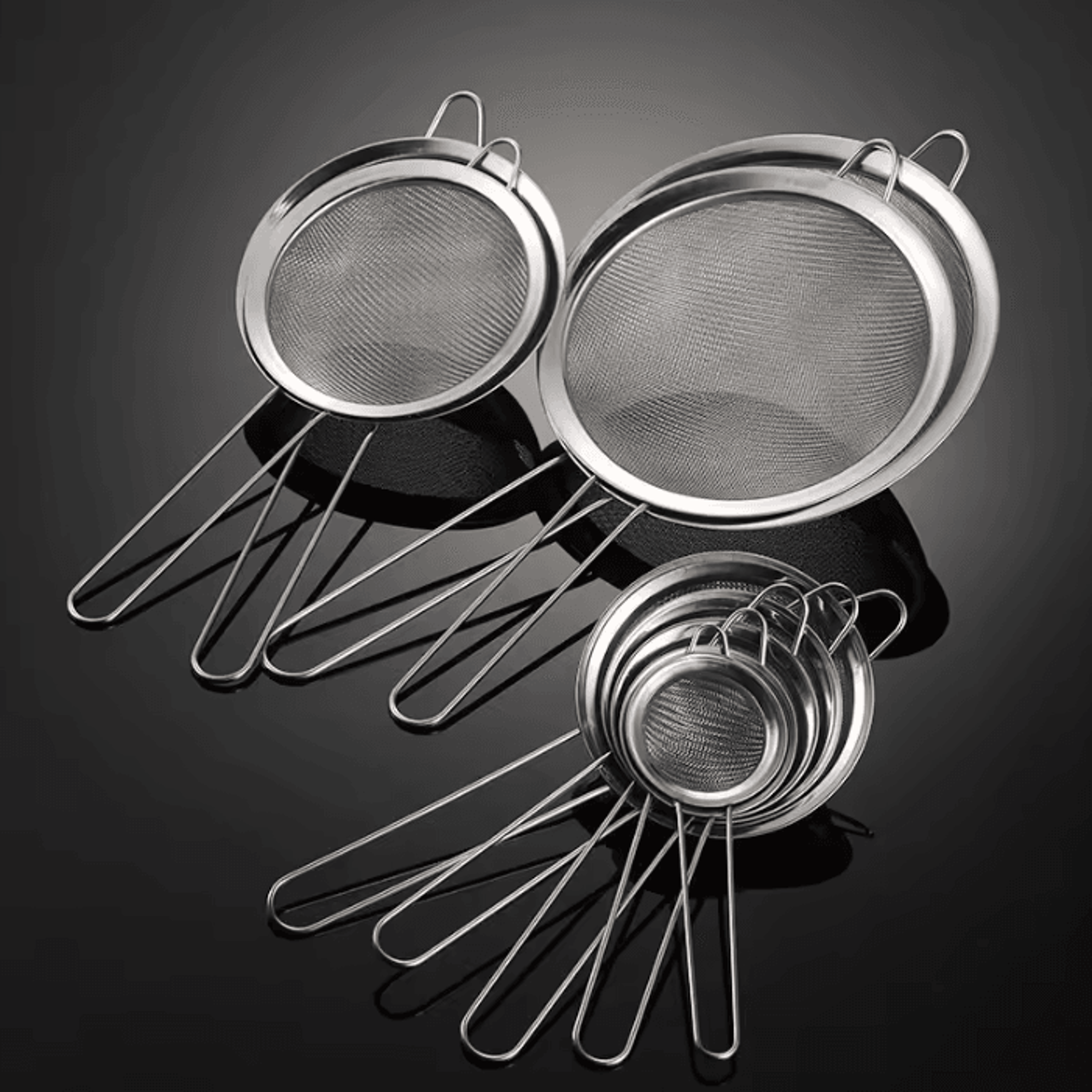 3pcs stainless steel extra fine mesh strainer set