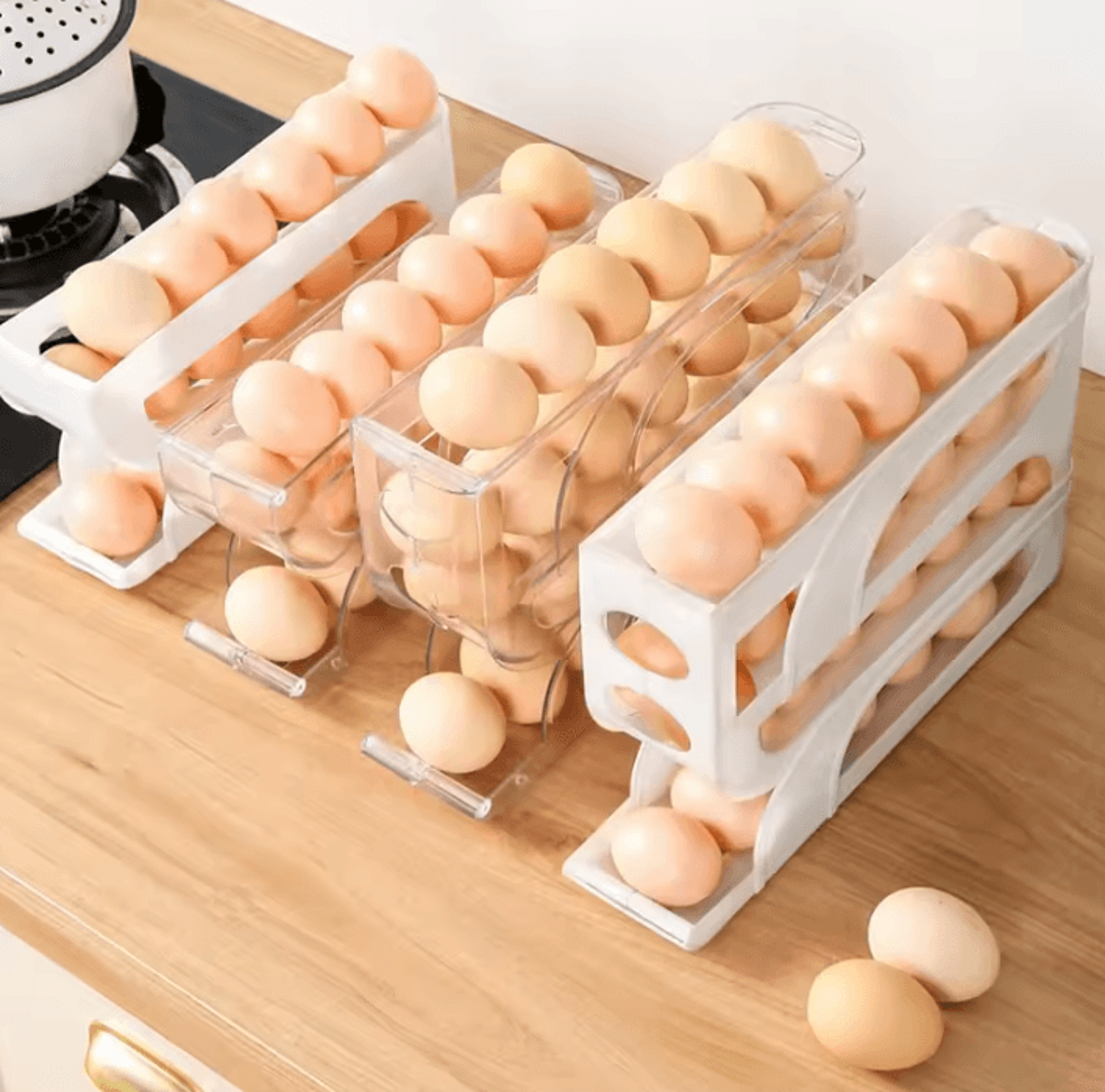 automatic rolling egg dispenser tray for refrigerator