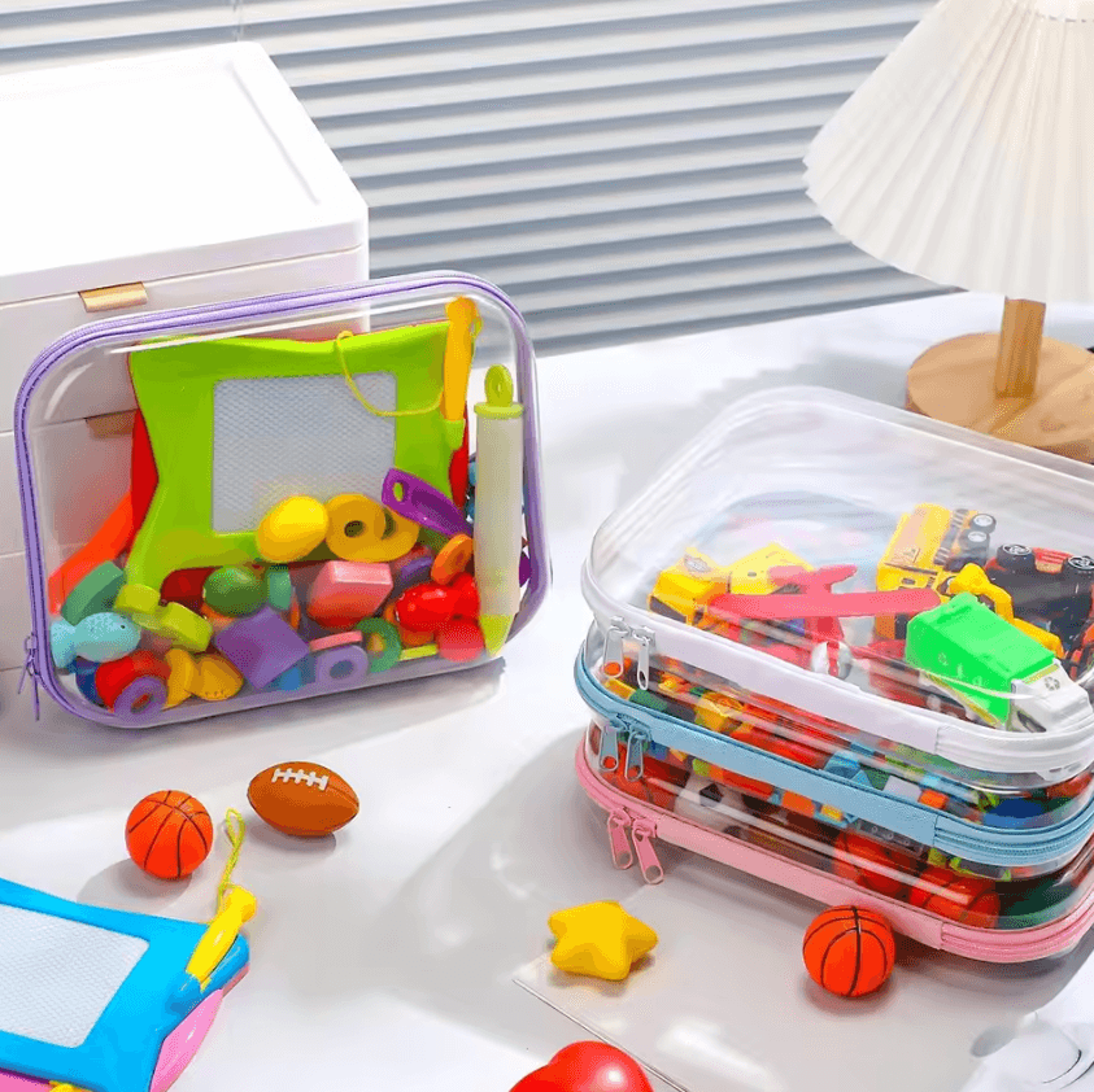 clear hard shell zipper organizer case for travel and toiletries
