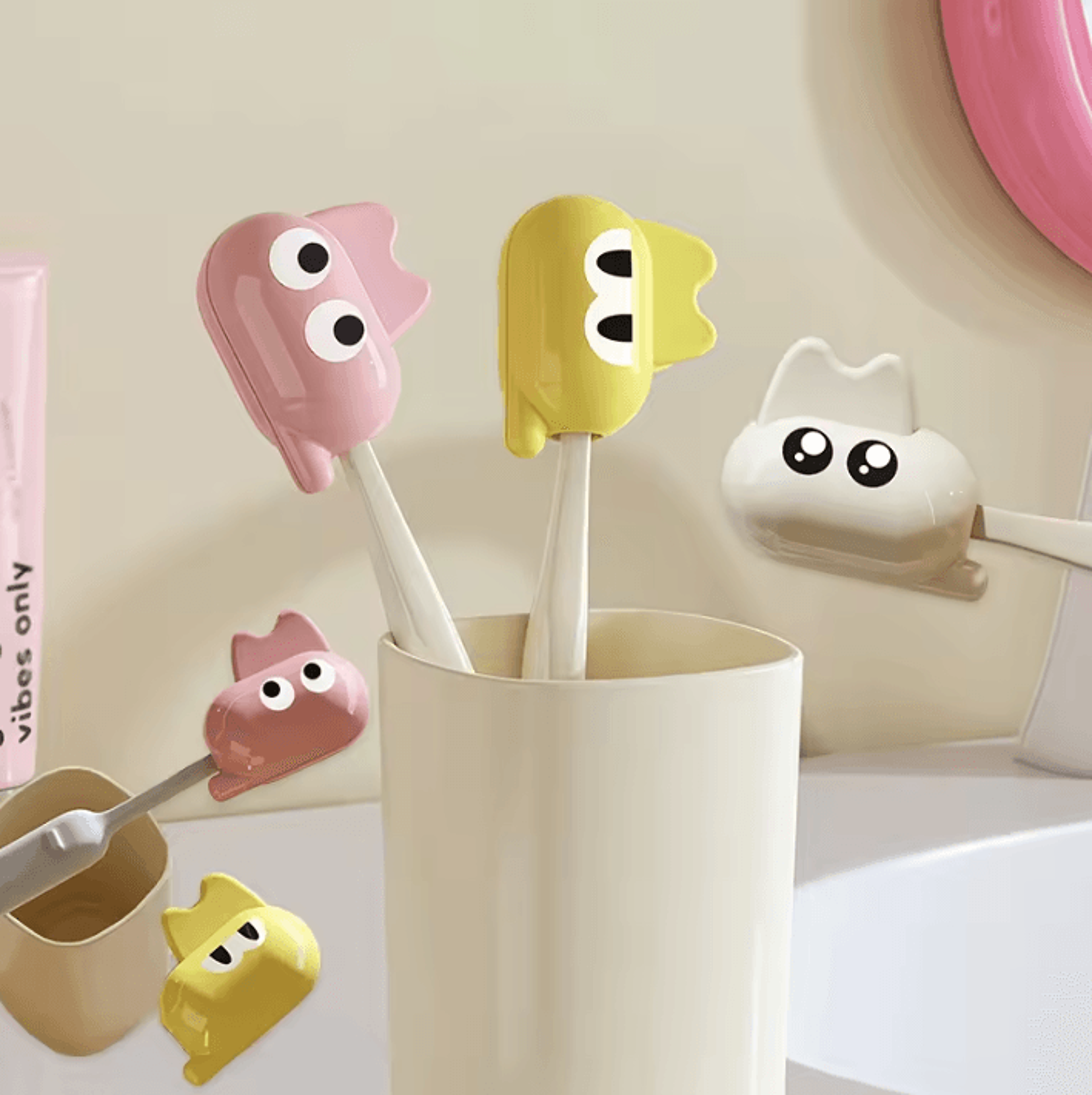 portable protective toothbrush head covers for travel and home