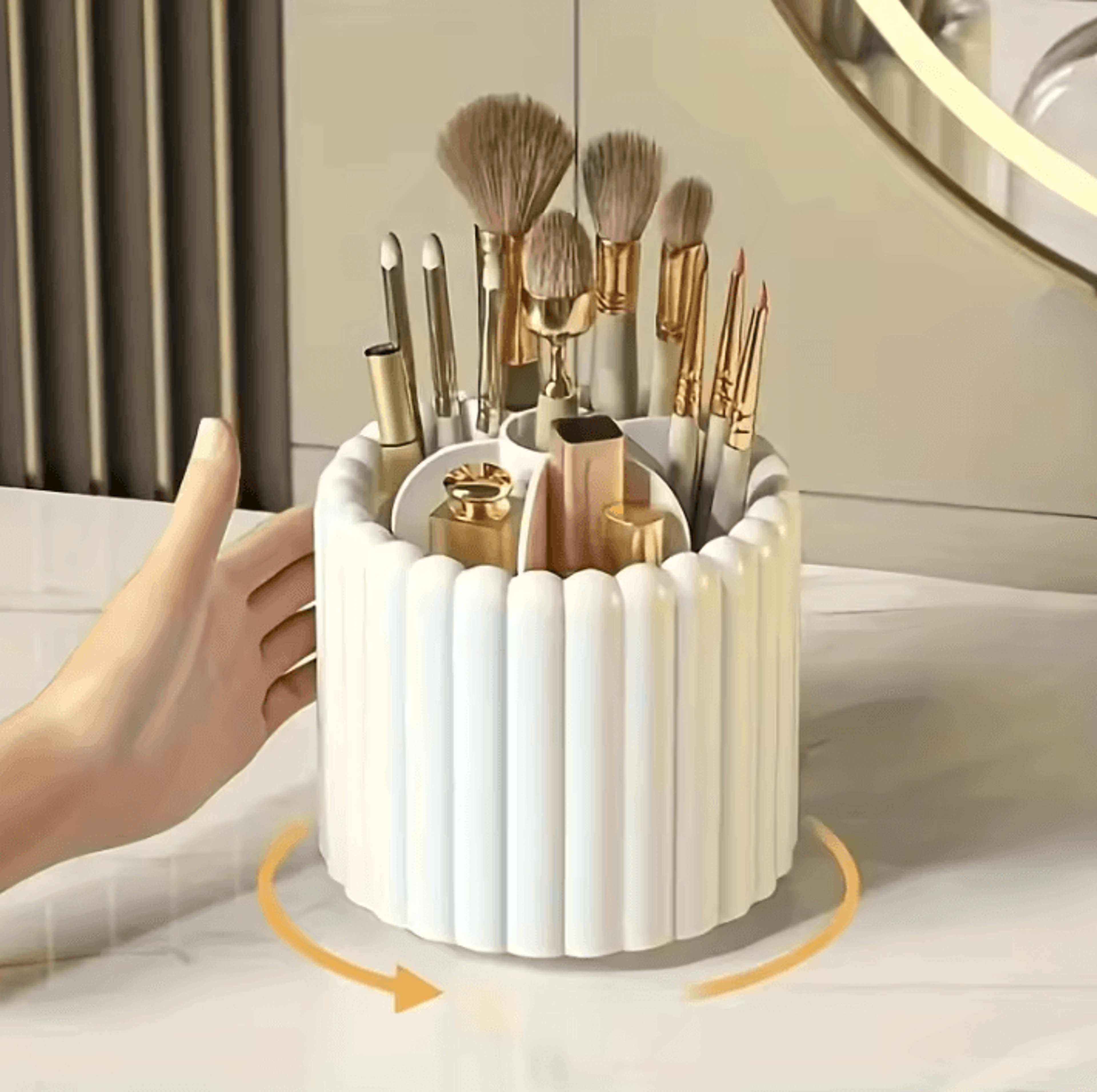 360 degree rotating makeup brush holder with 7 slots