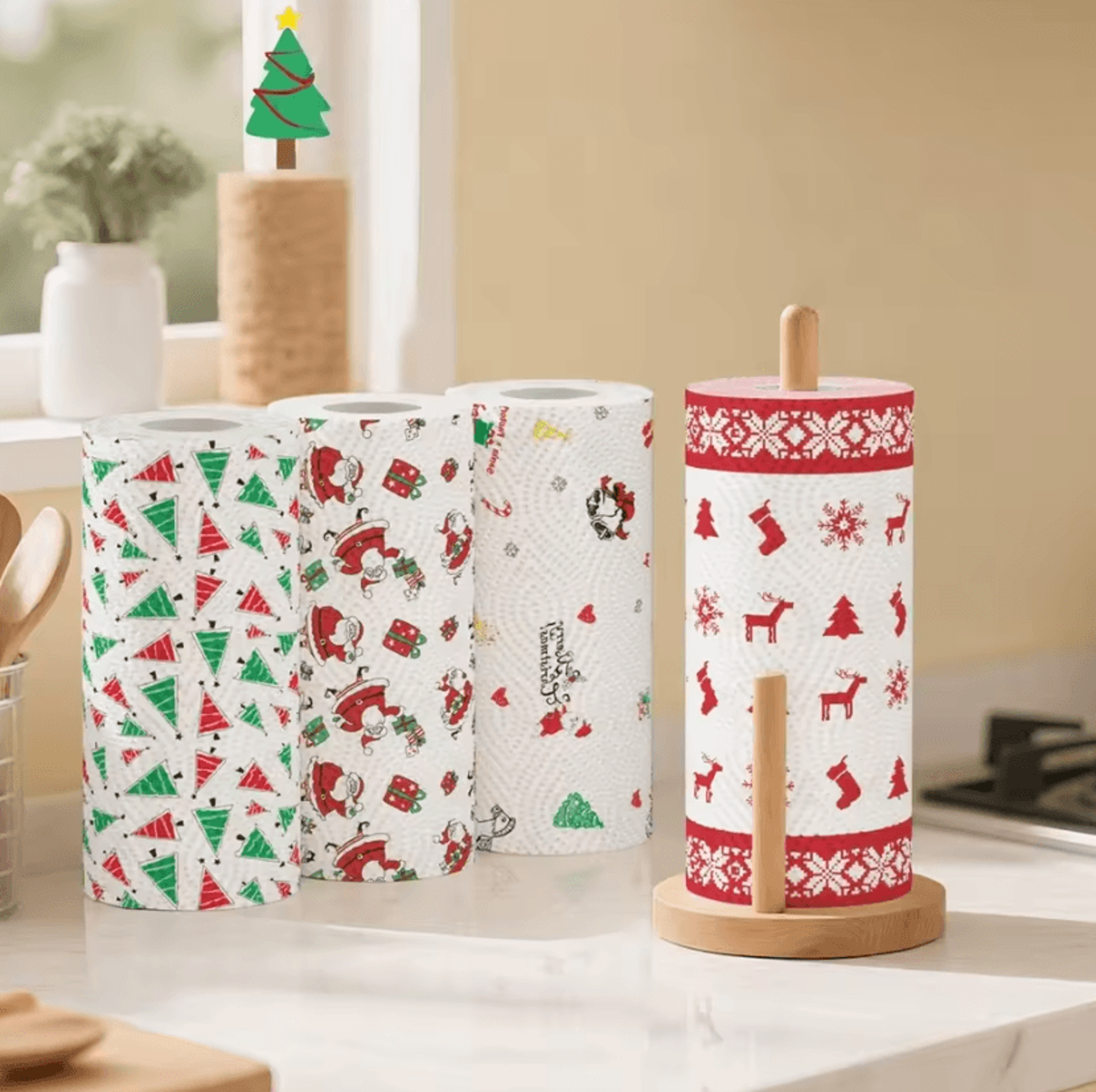 christmas printed disposable paper towels for kitchen and holiday decor