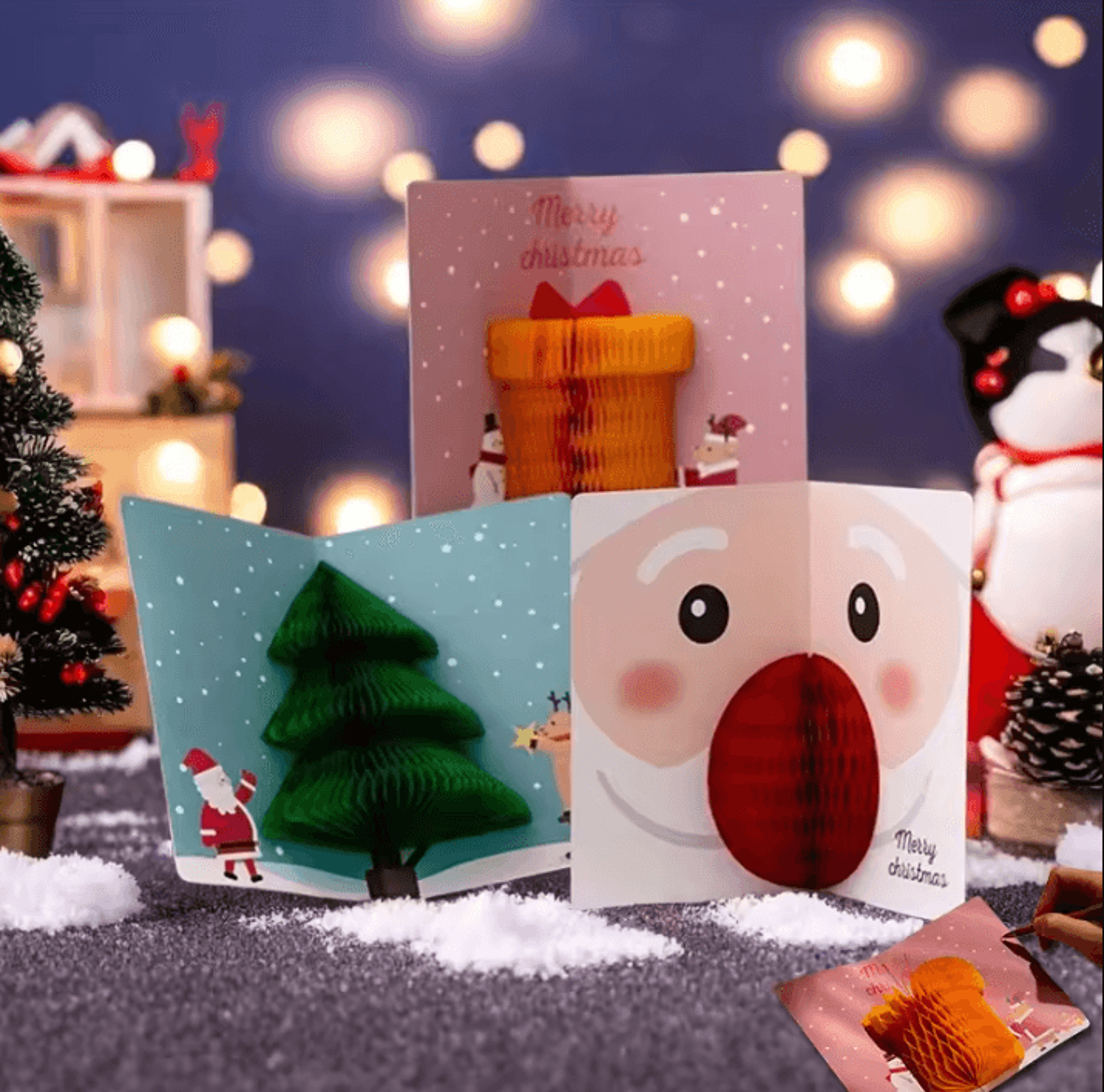 3d pop up christmas cards with envelopes and sealing stickers