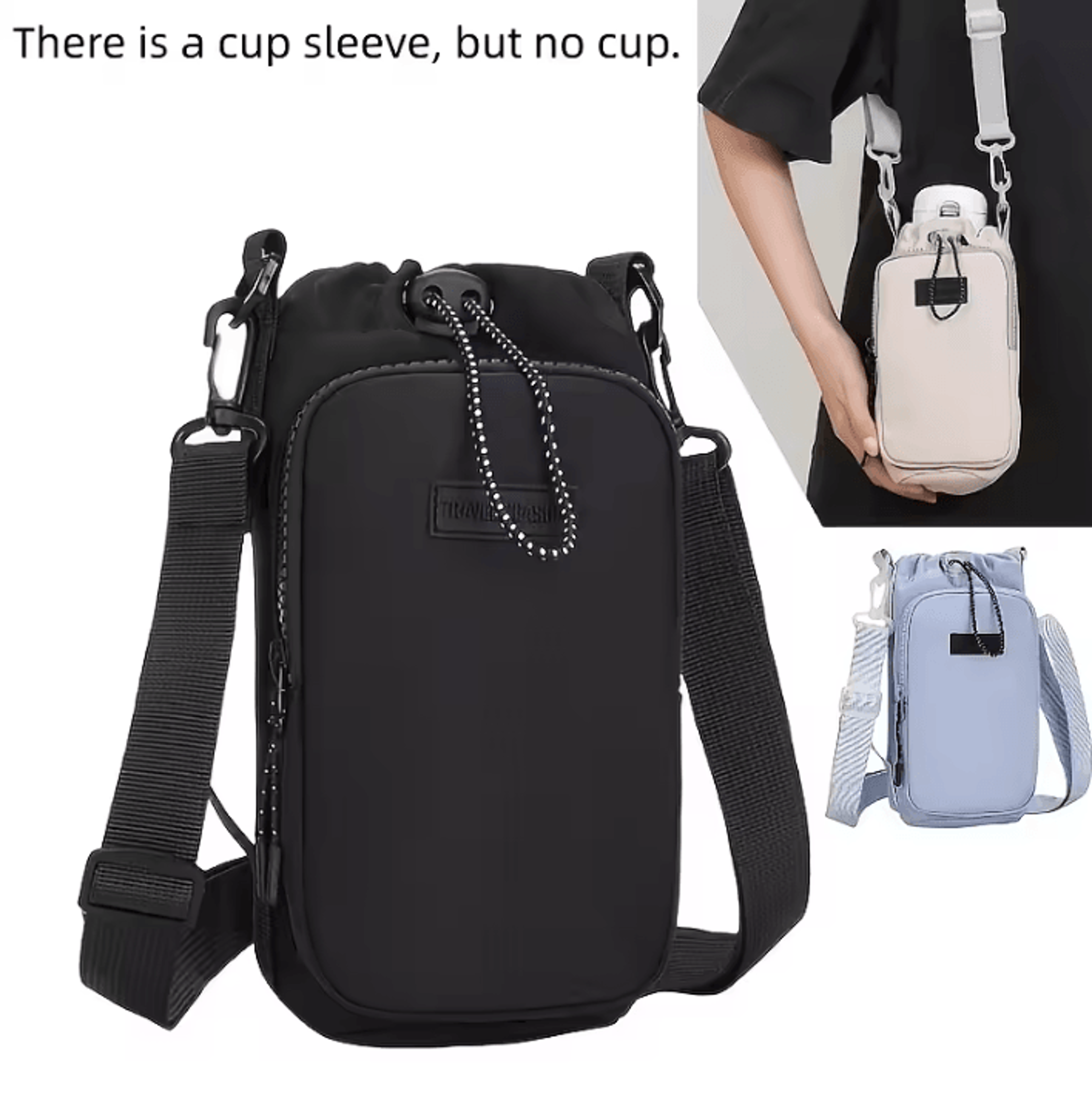 insulated water bottle carrier bag with adjustable crossbody strap