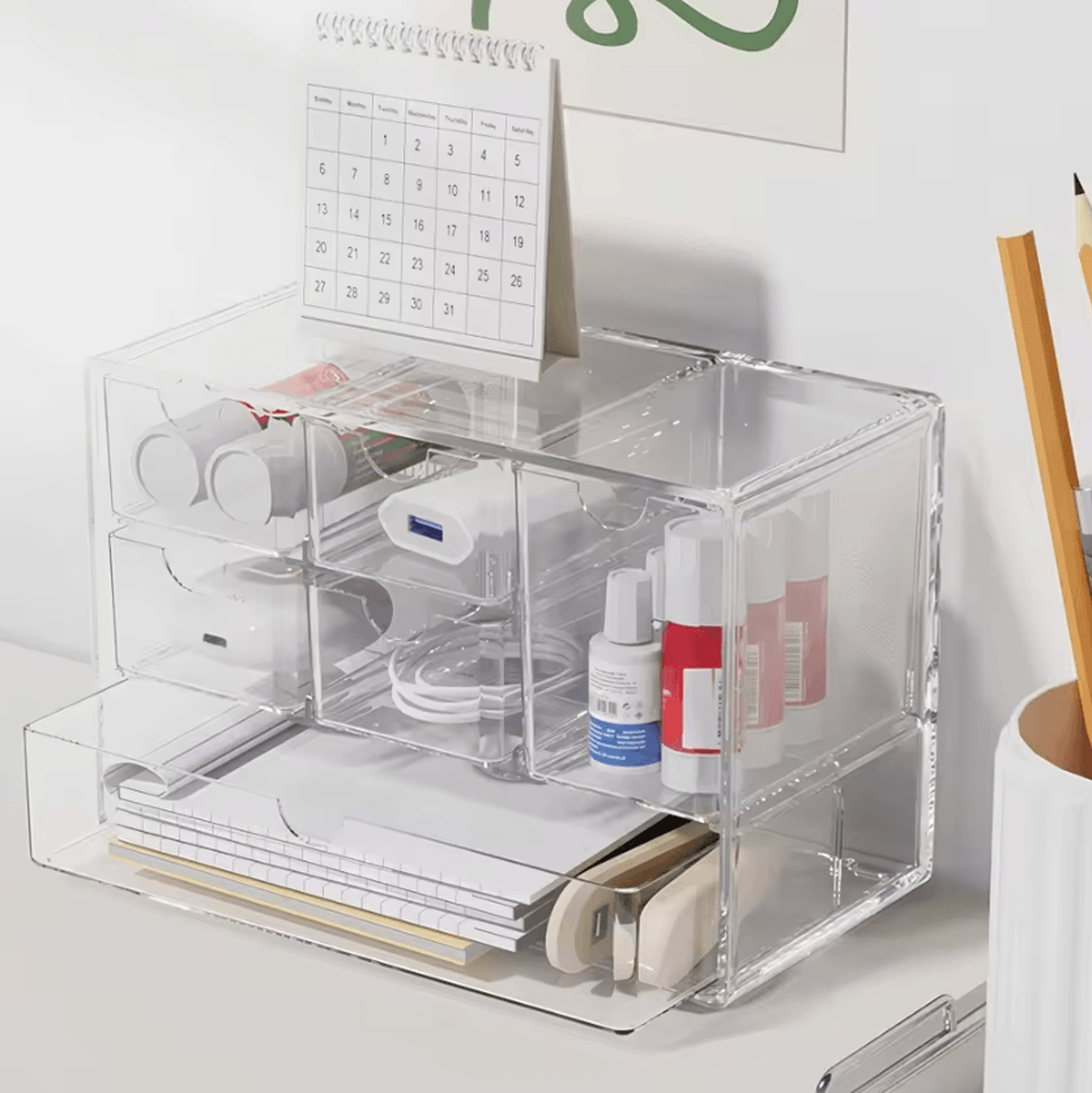 6 drawer acrylic makeup organizer for vanity and desk