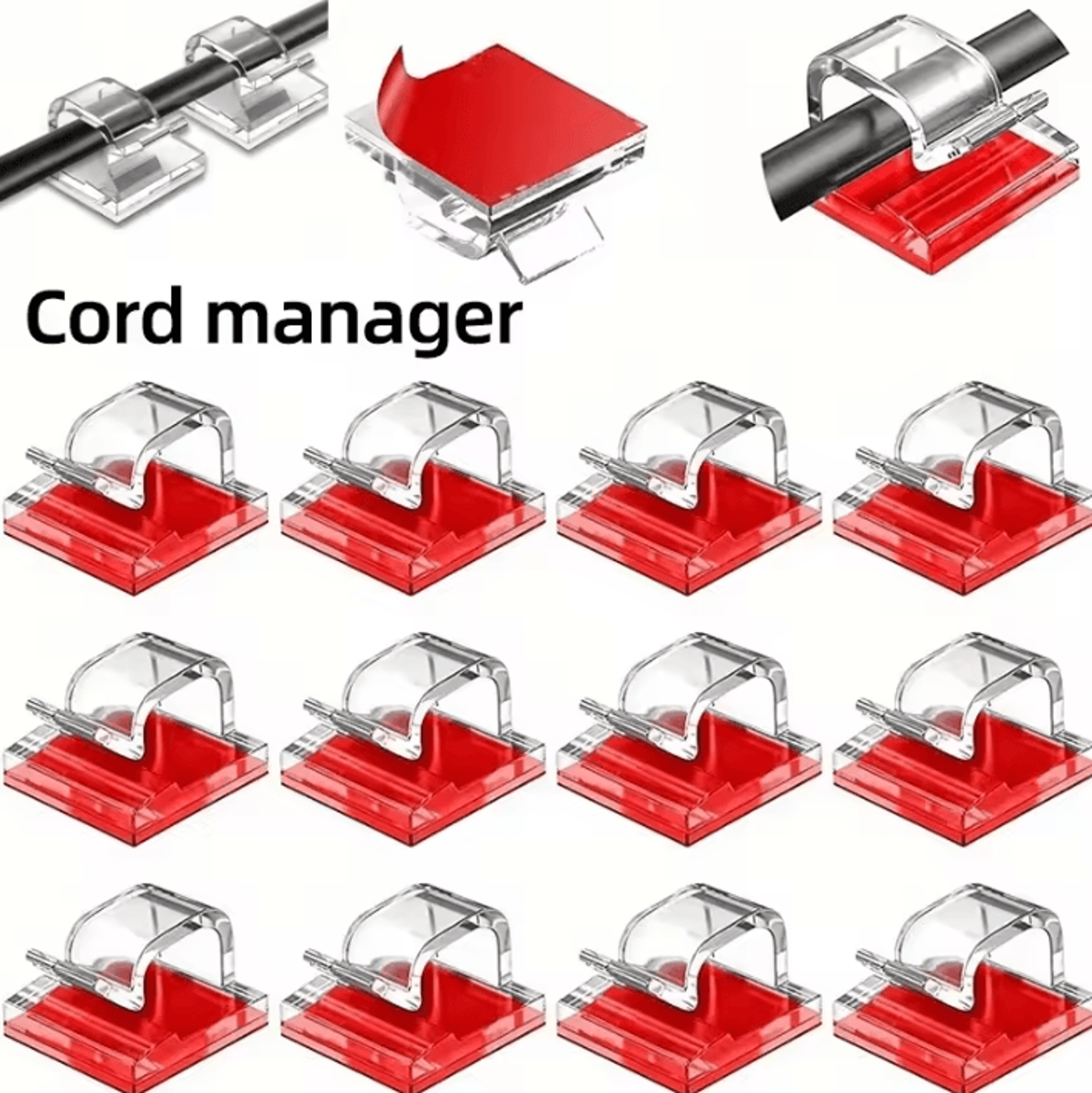 50 or 100pcs cable management clips for desk car and wall