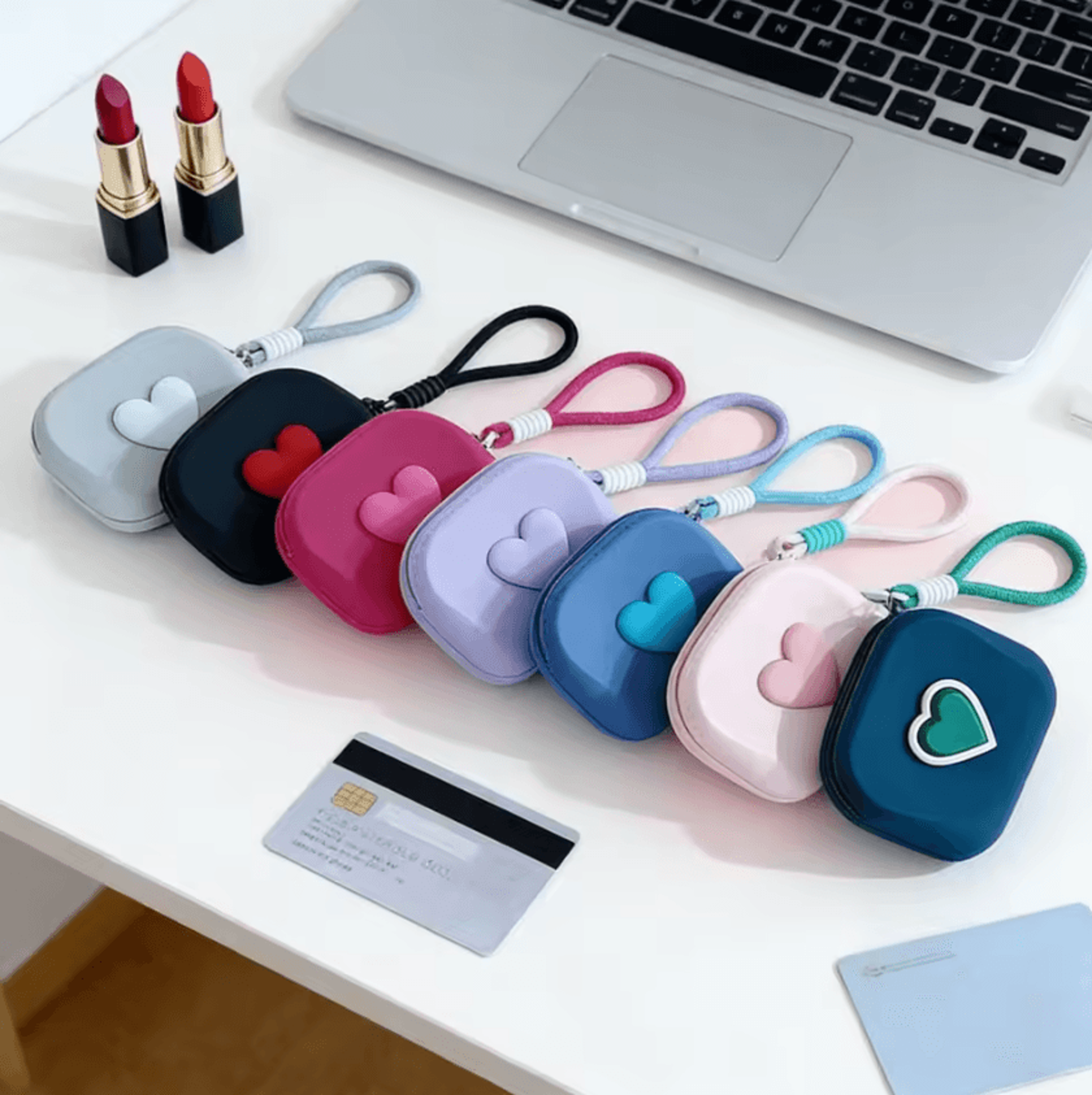 heart shaped silicone makeup bag with handle