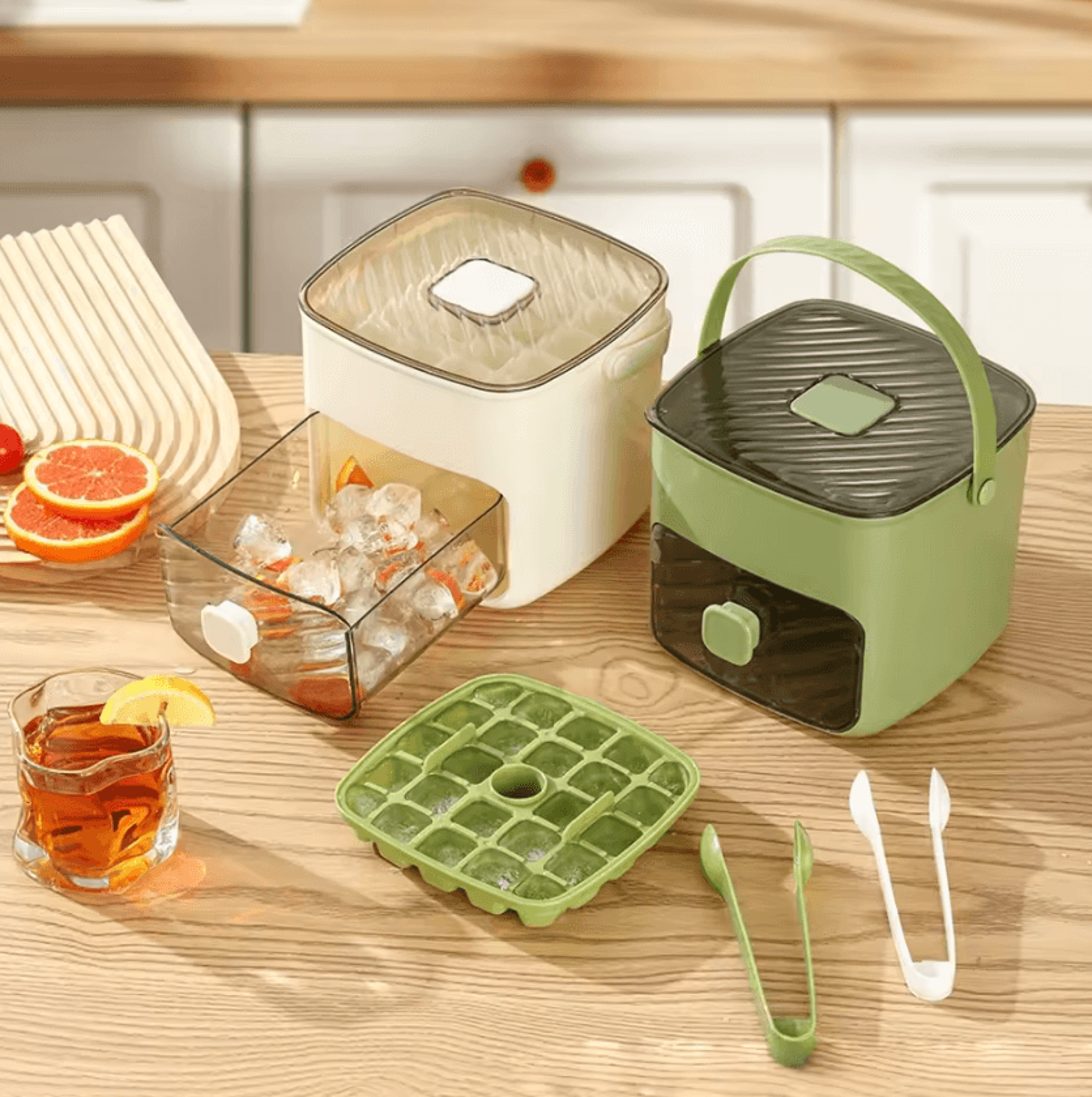brigii 48 cube easy release ice tray with lid and storage bin