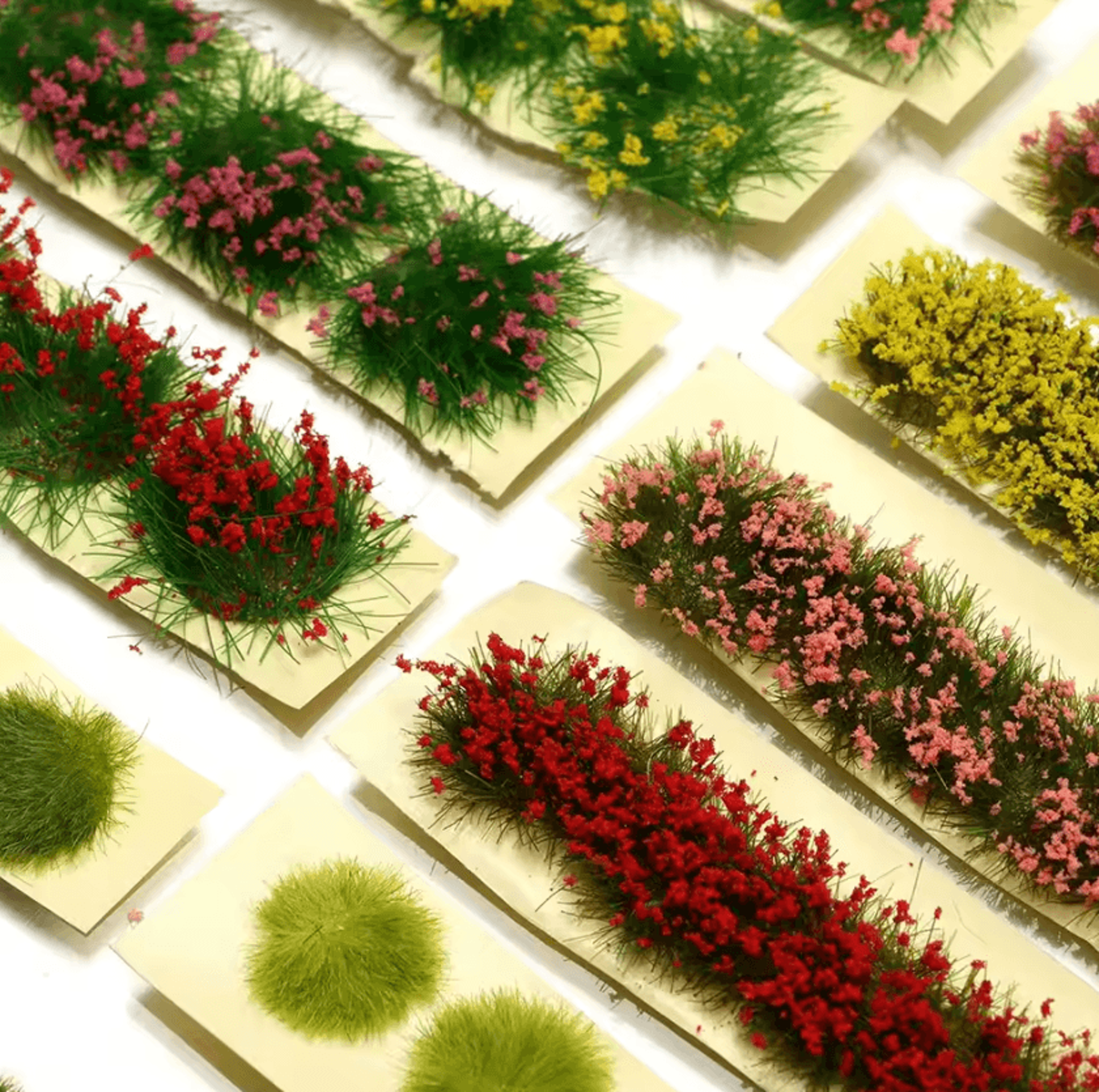 miniature flower grass tufts for diorama and wargame scenery