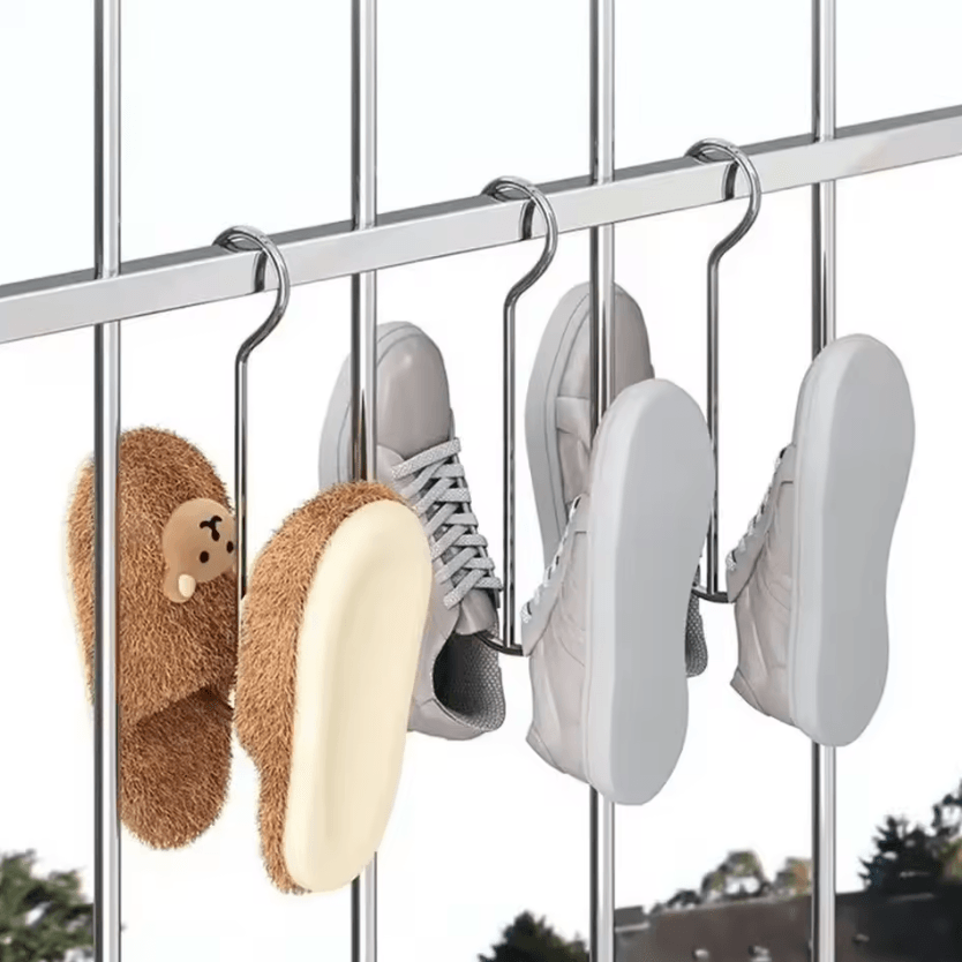 stainless steel windproof hanging shoe drying rack