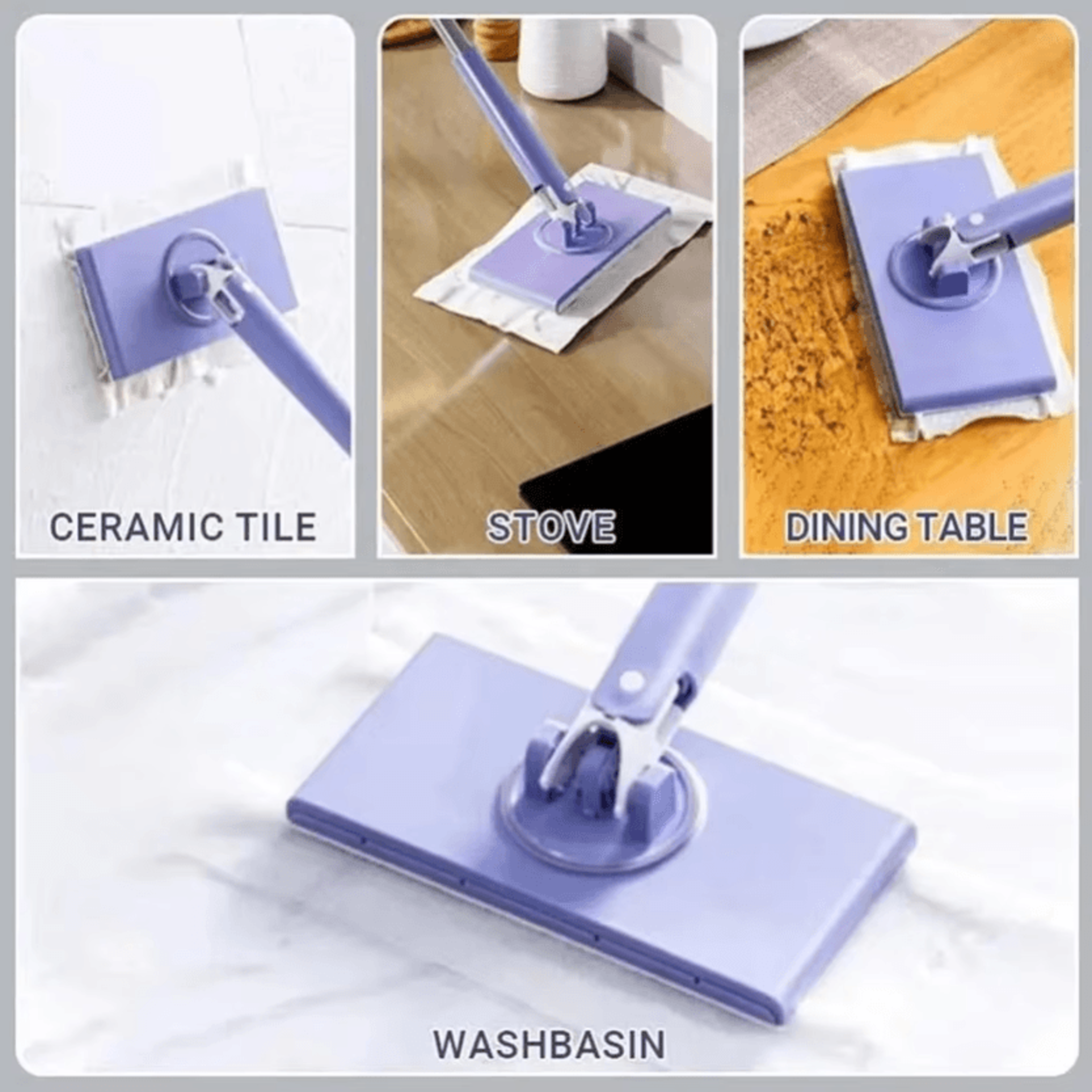 snap grip mini mop with automatic cloth changing clip