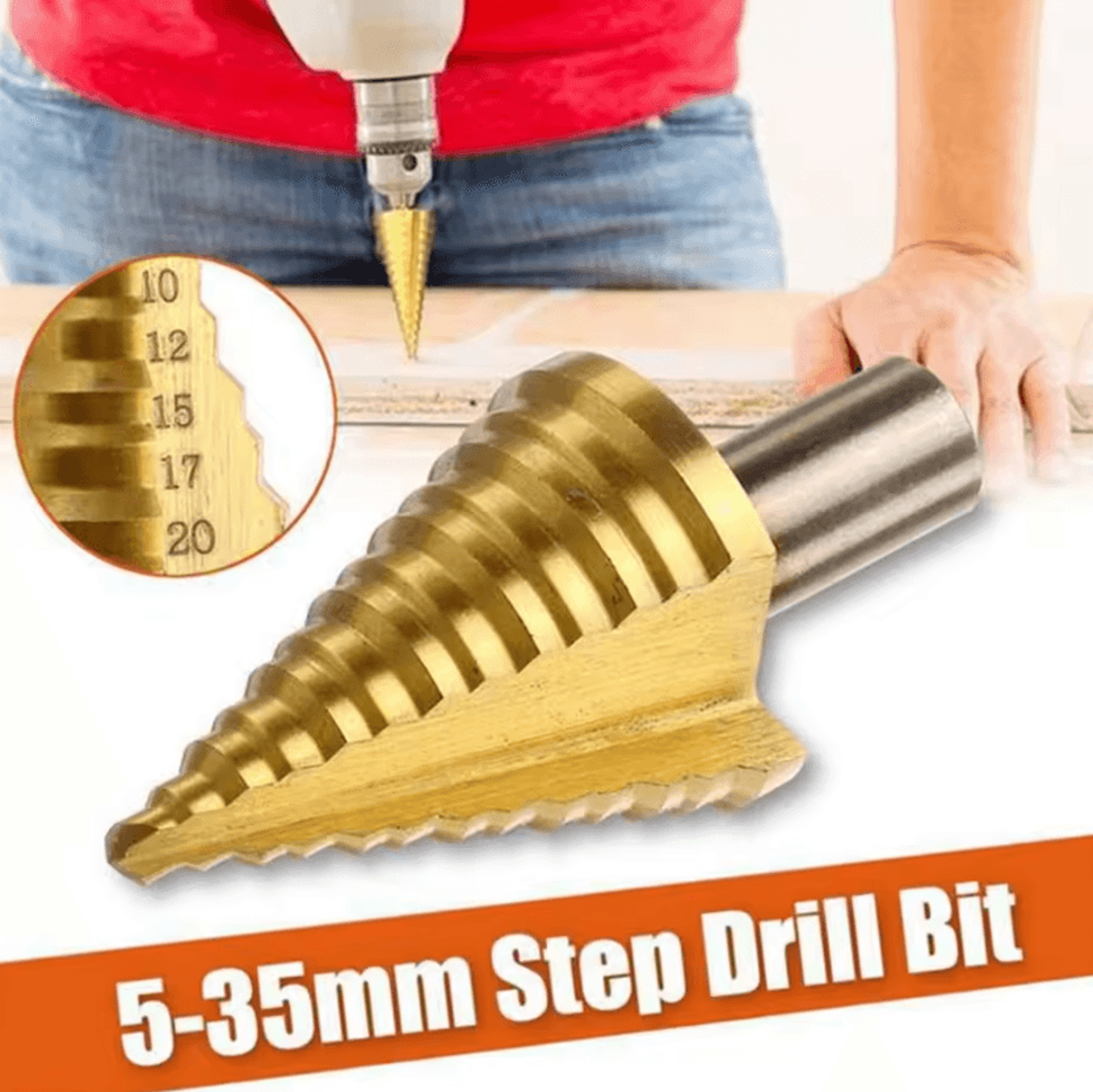 5-35mm titanium coated hss step drill bit