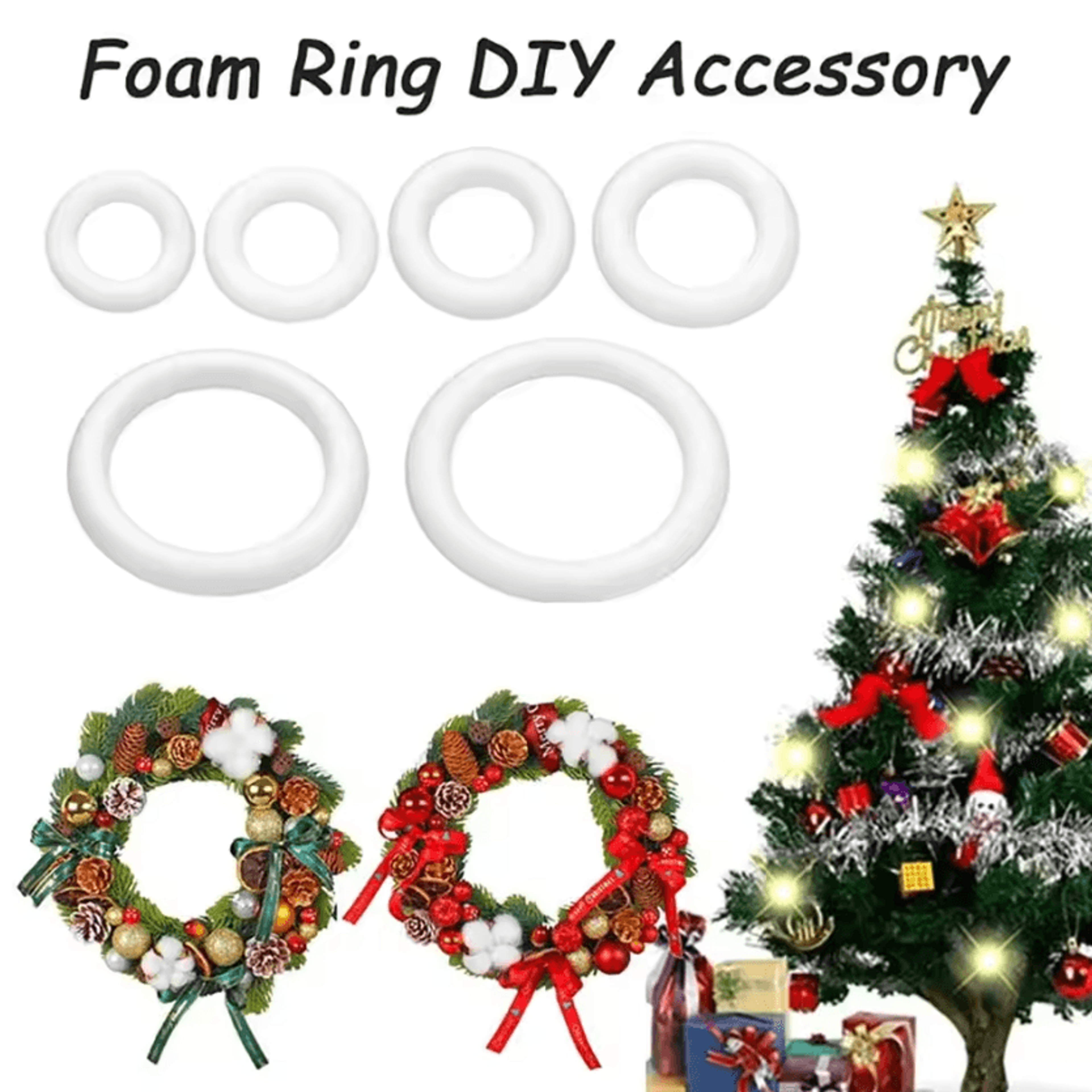 white polystyrene foam ring for diy wreath crafts