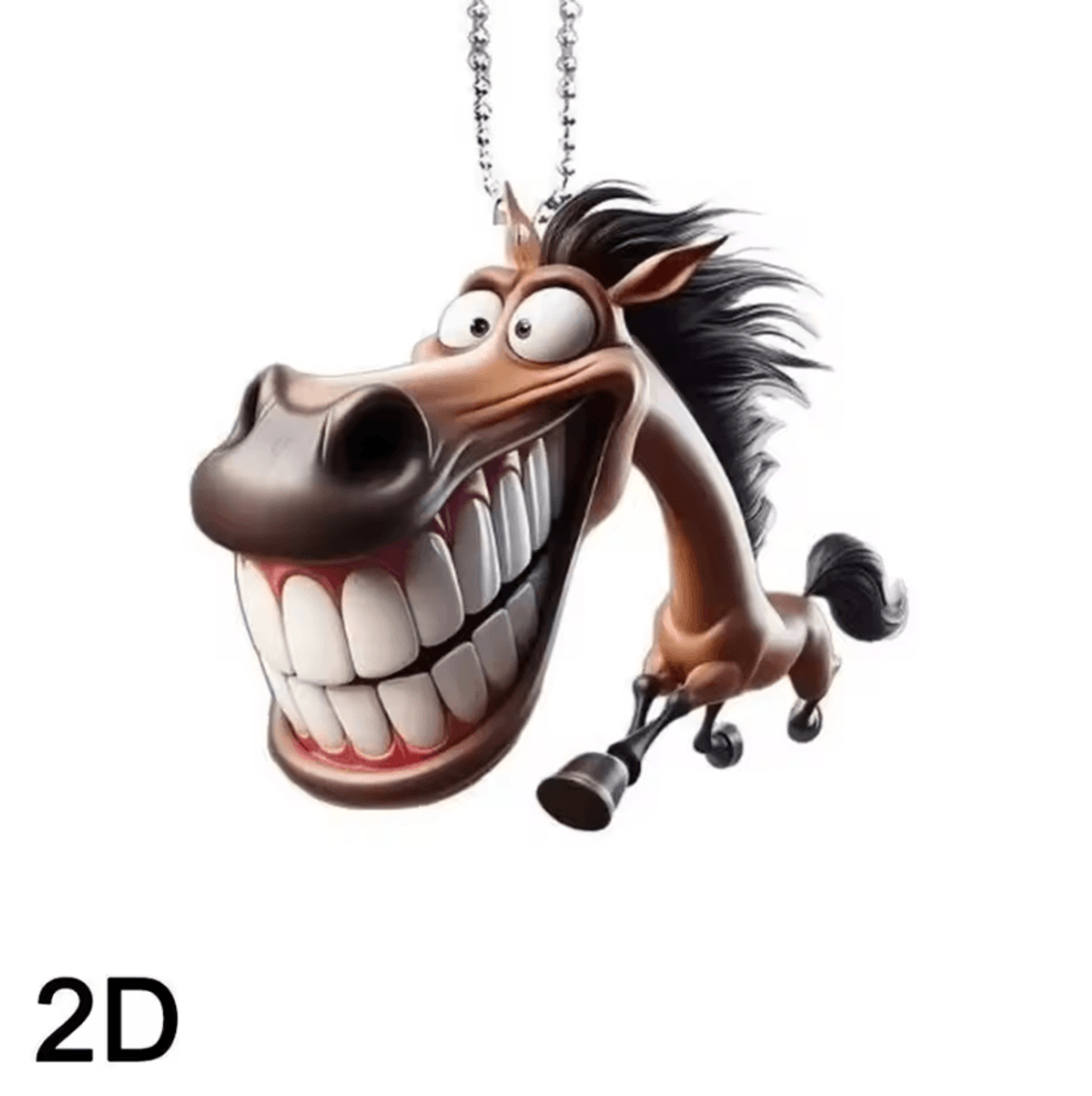 funny large mouth horse acrylic keychain and car pendant