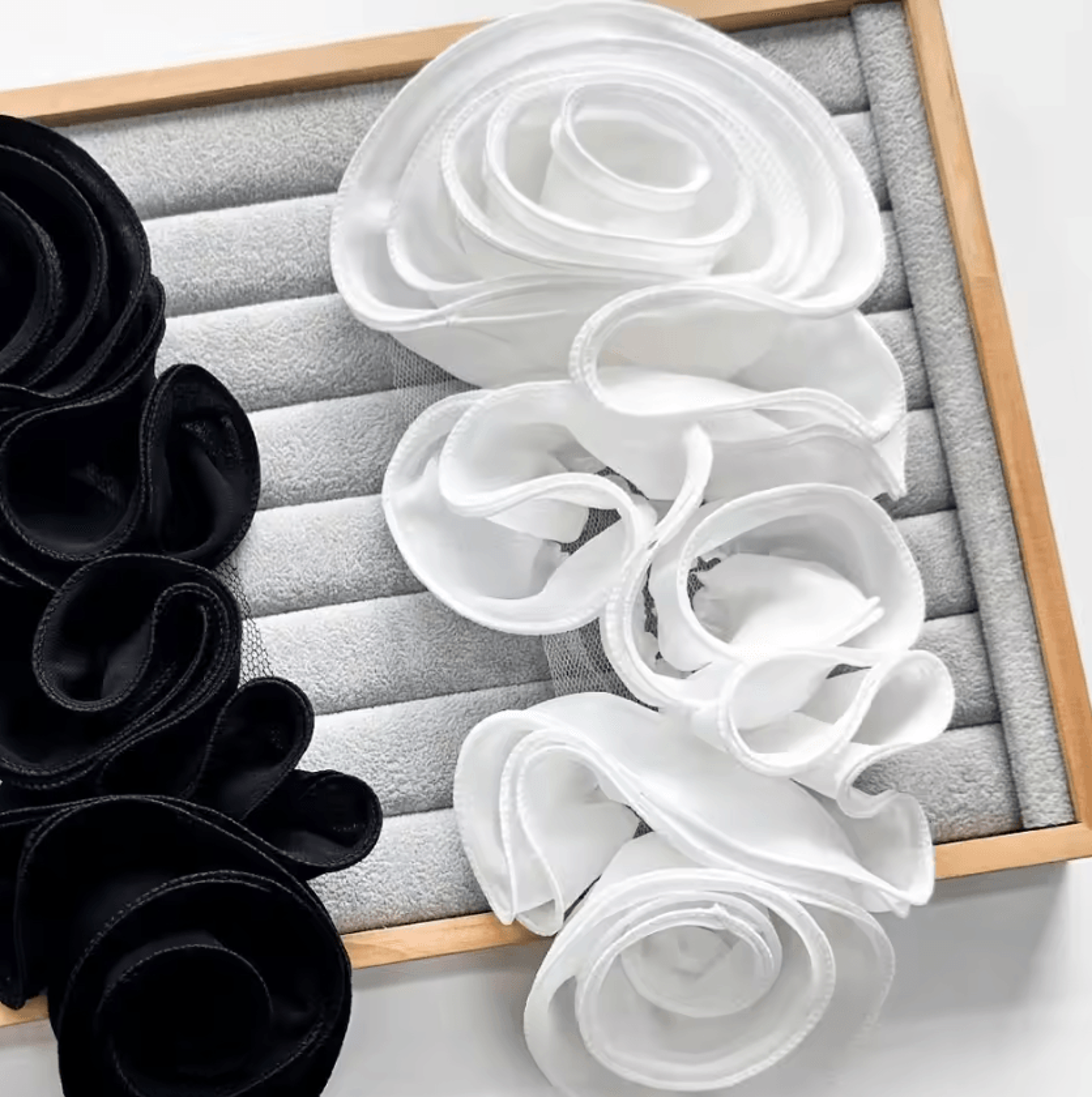 3d folded fabric flower applique for dresses and crafts