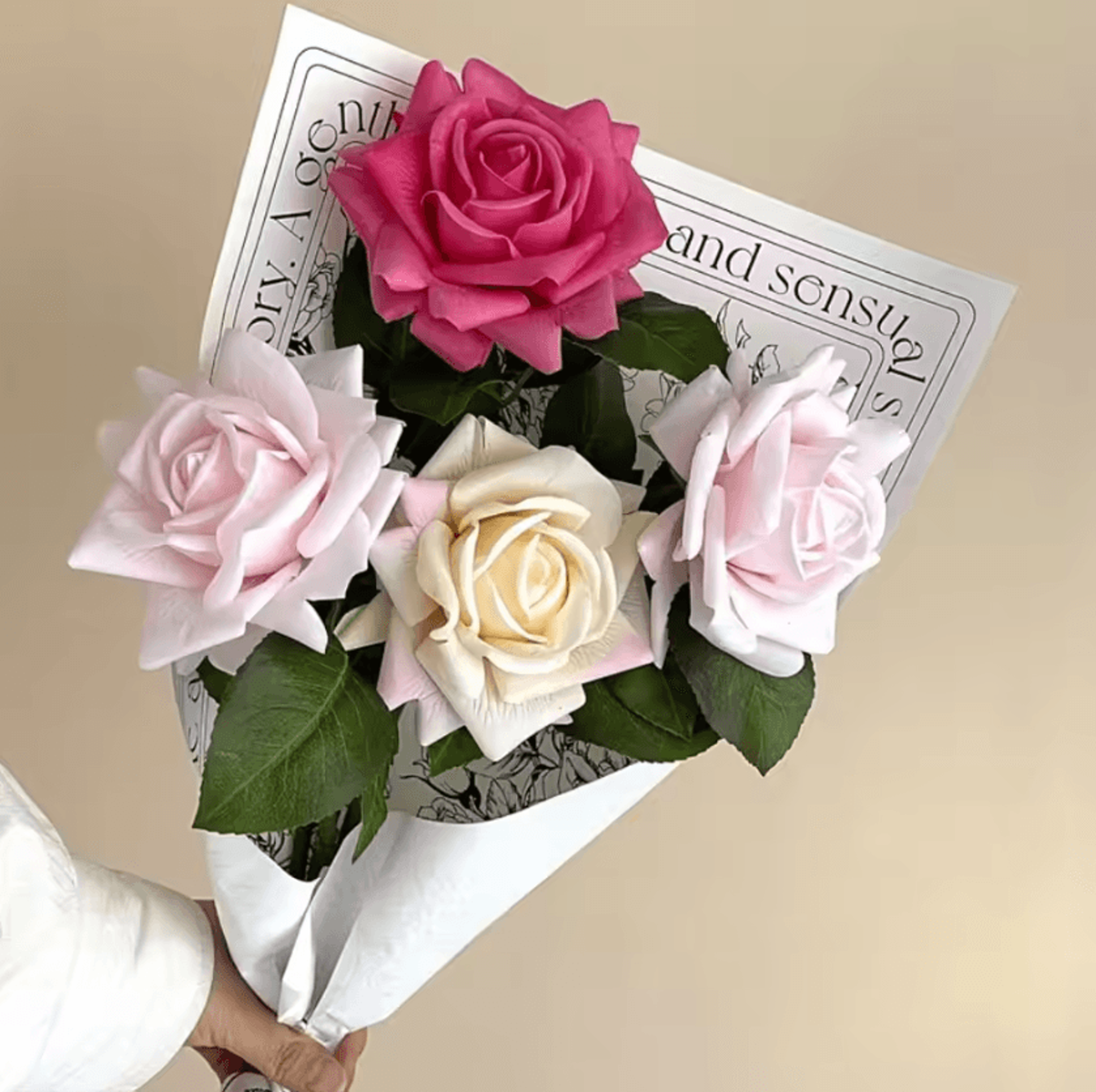 real touch multicolor artificial rose single stem