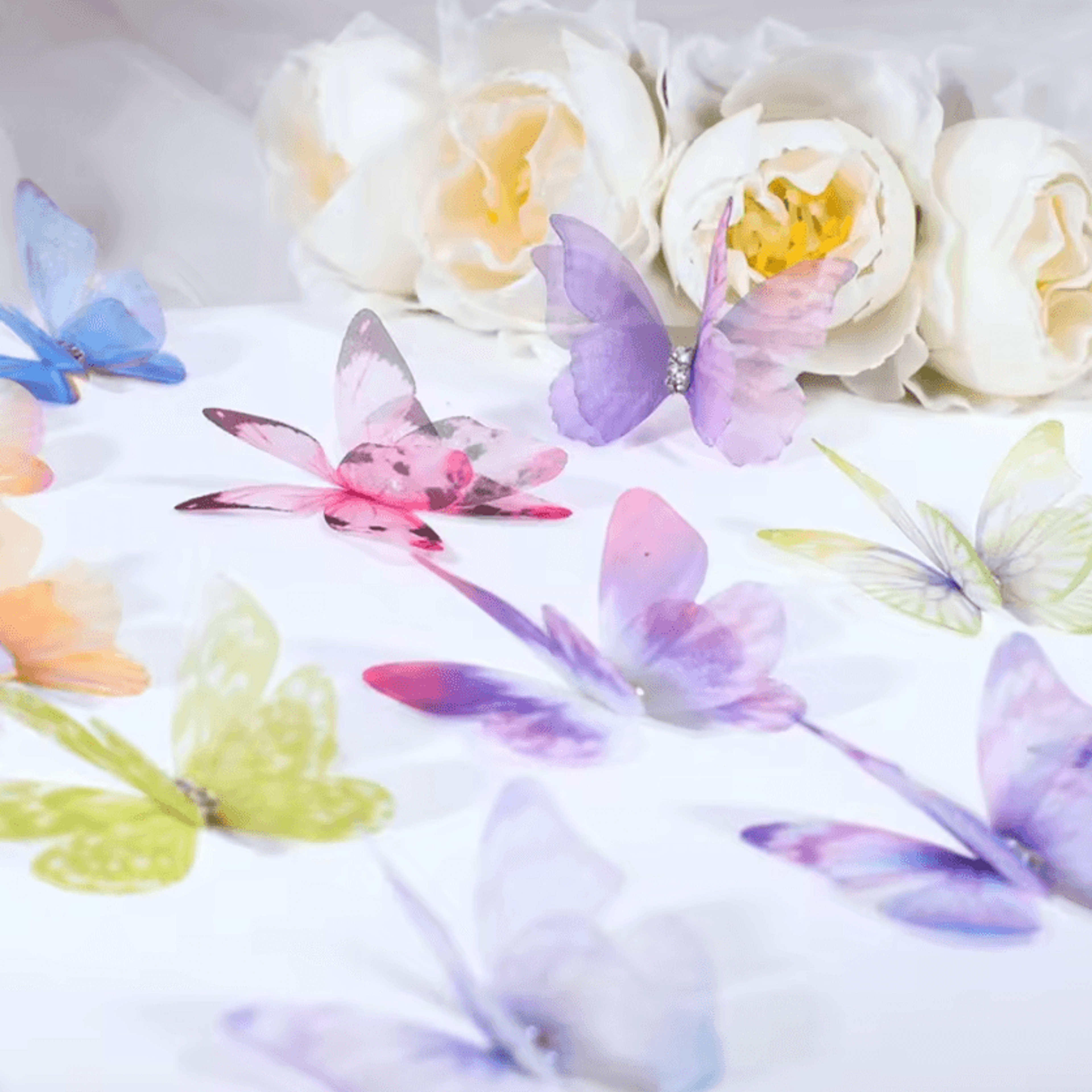 50pcs 3d gradient organza butterfly appliques