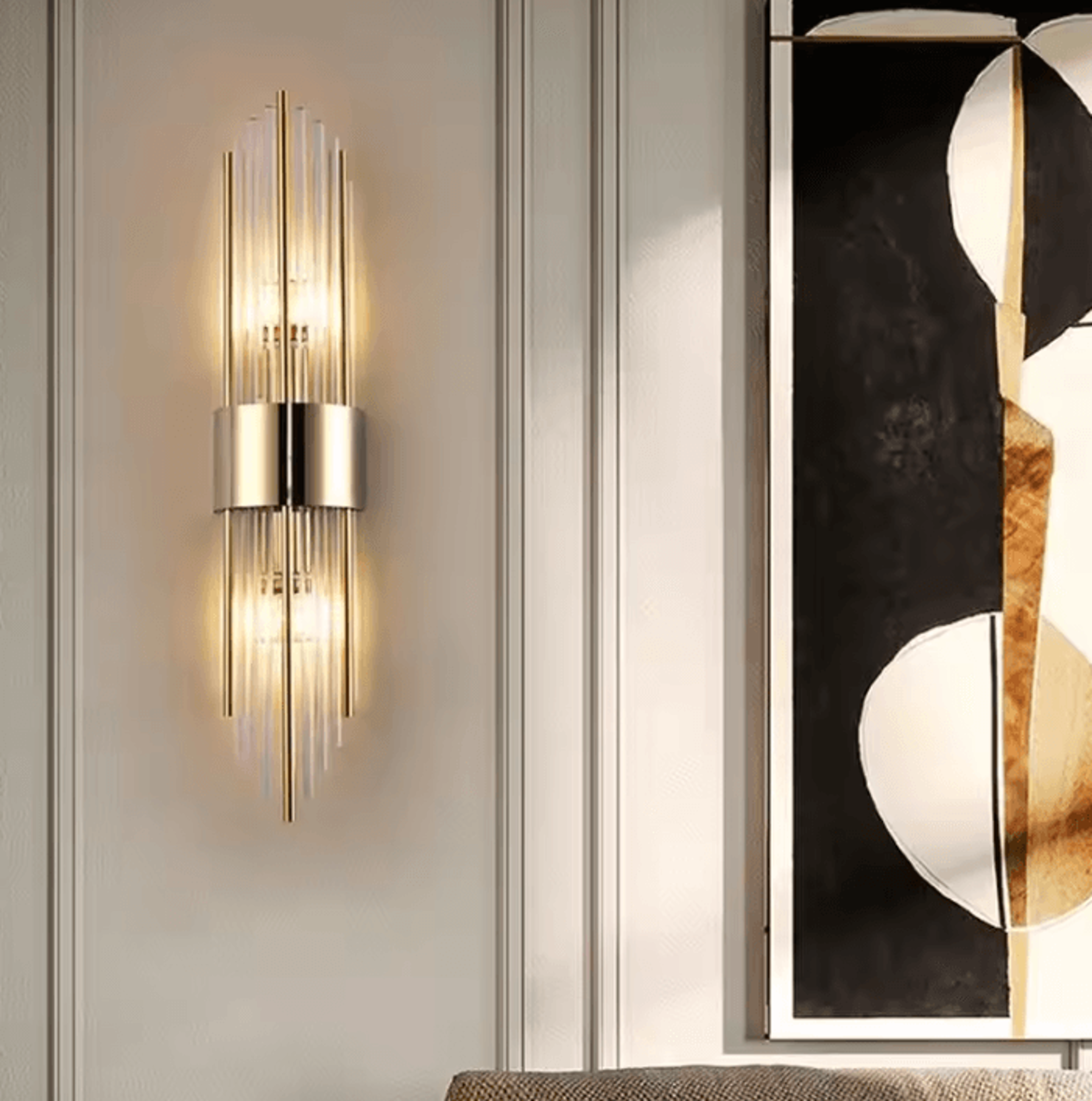 luxury gold crystal glass tube wall sconce