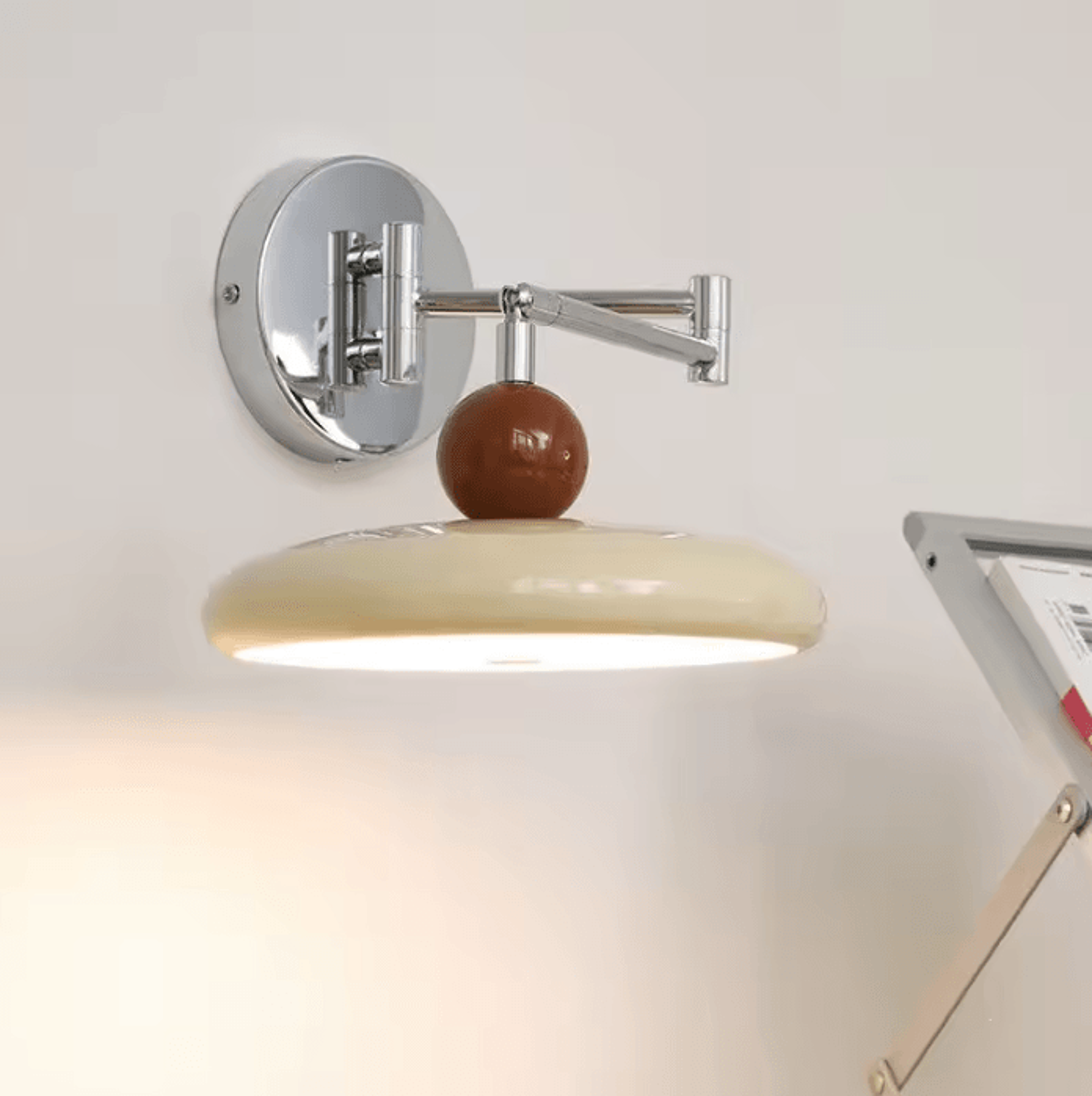 modern cream swing arm led wall lamp