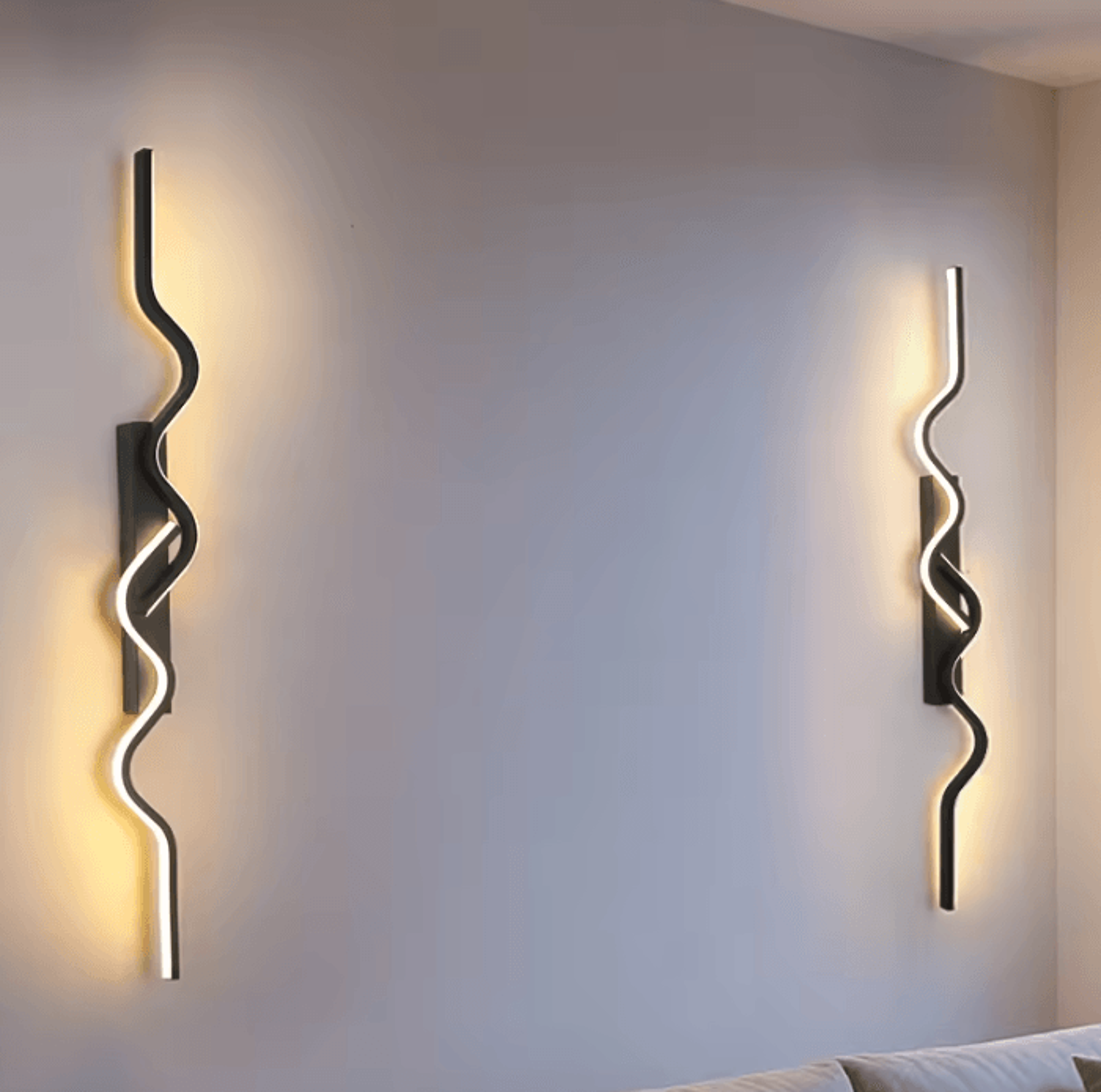modern black irregular long strip led wall lamp