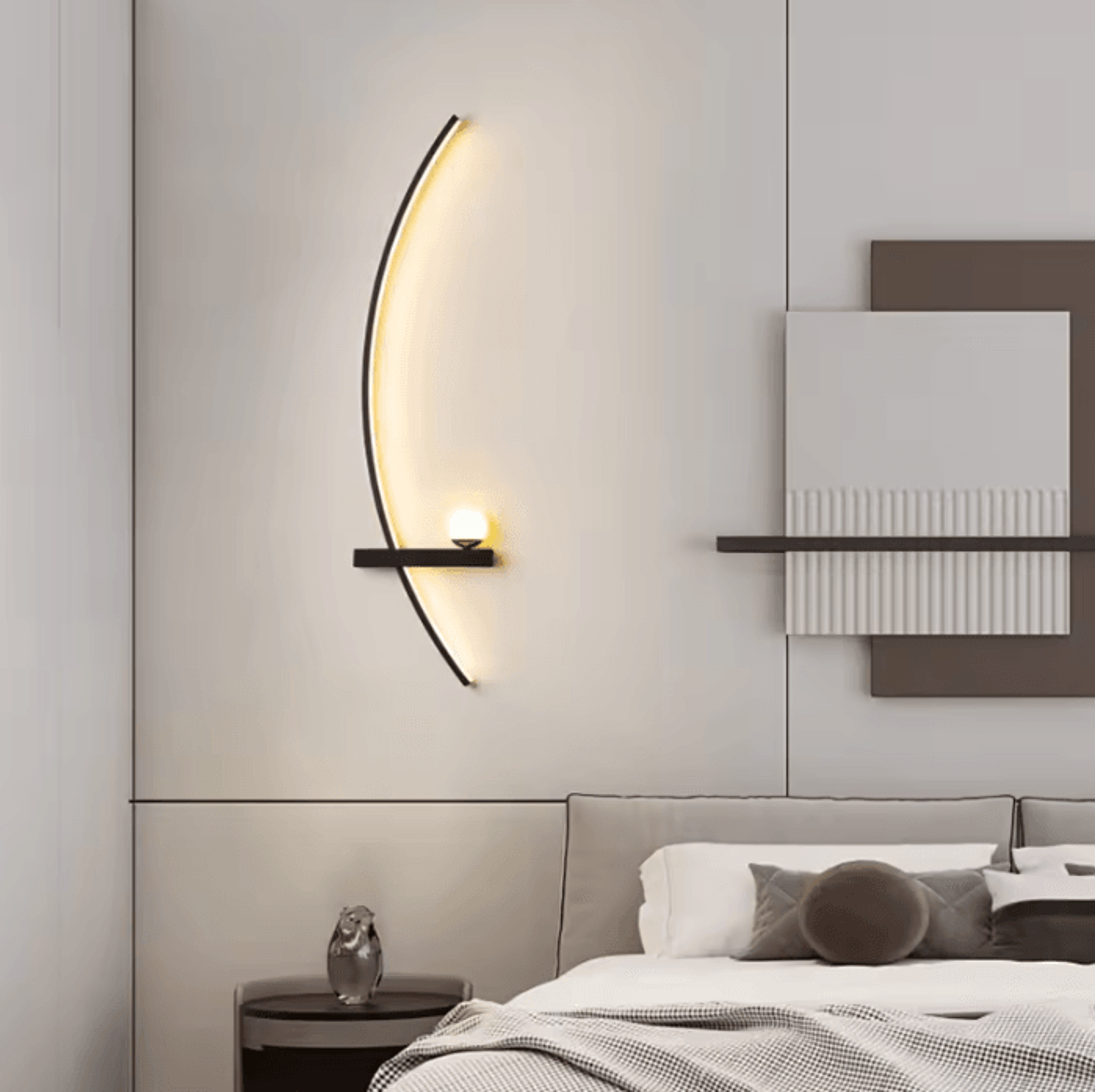 modern black moon symmetry led wall lamp