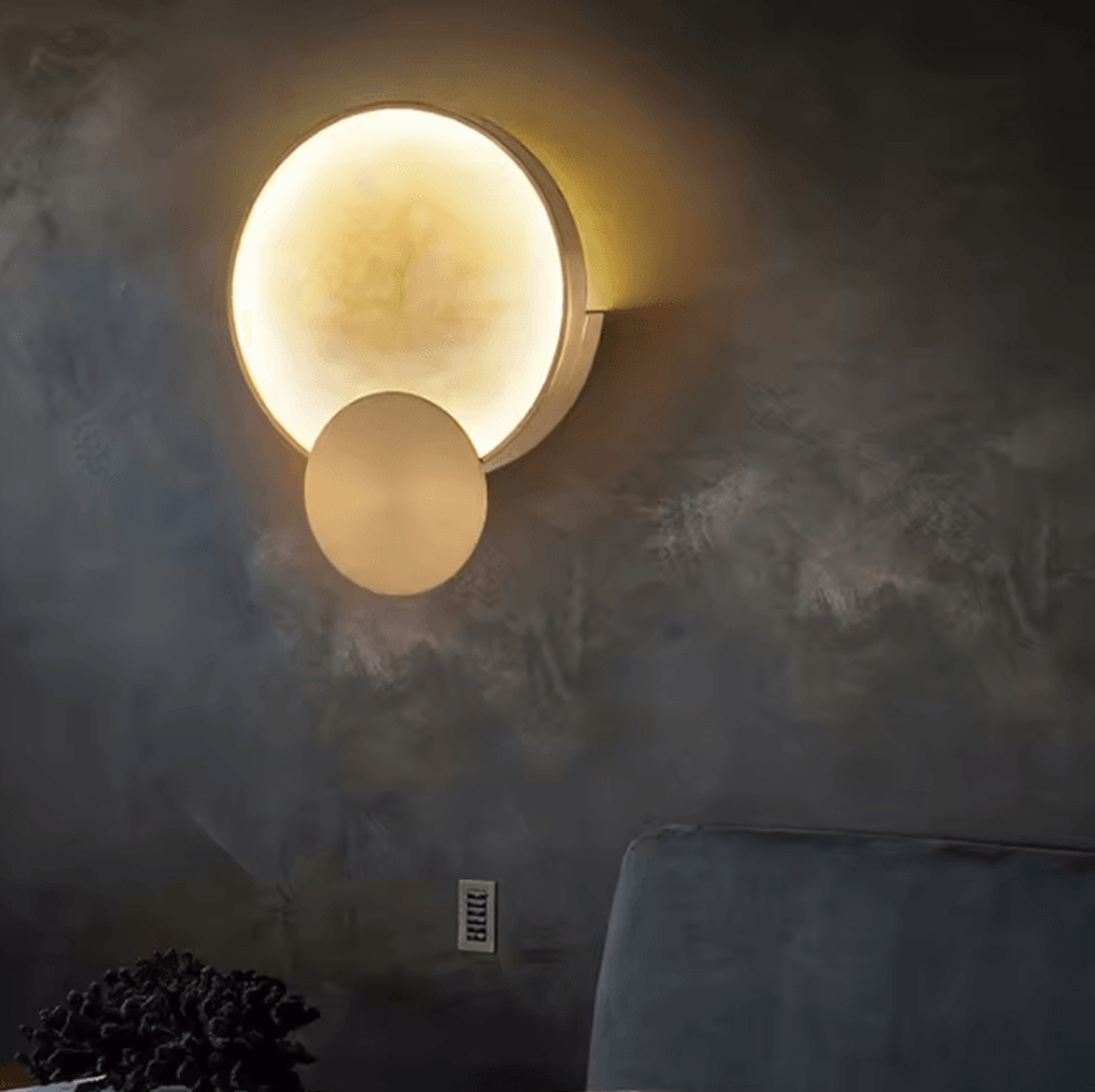 round marble copper led wall lamp