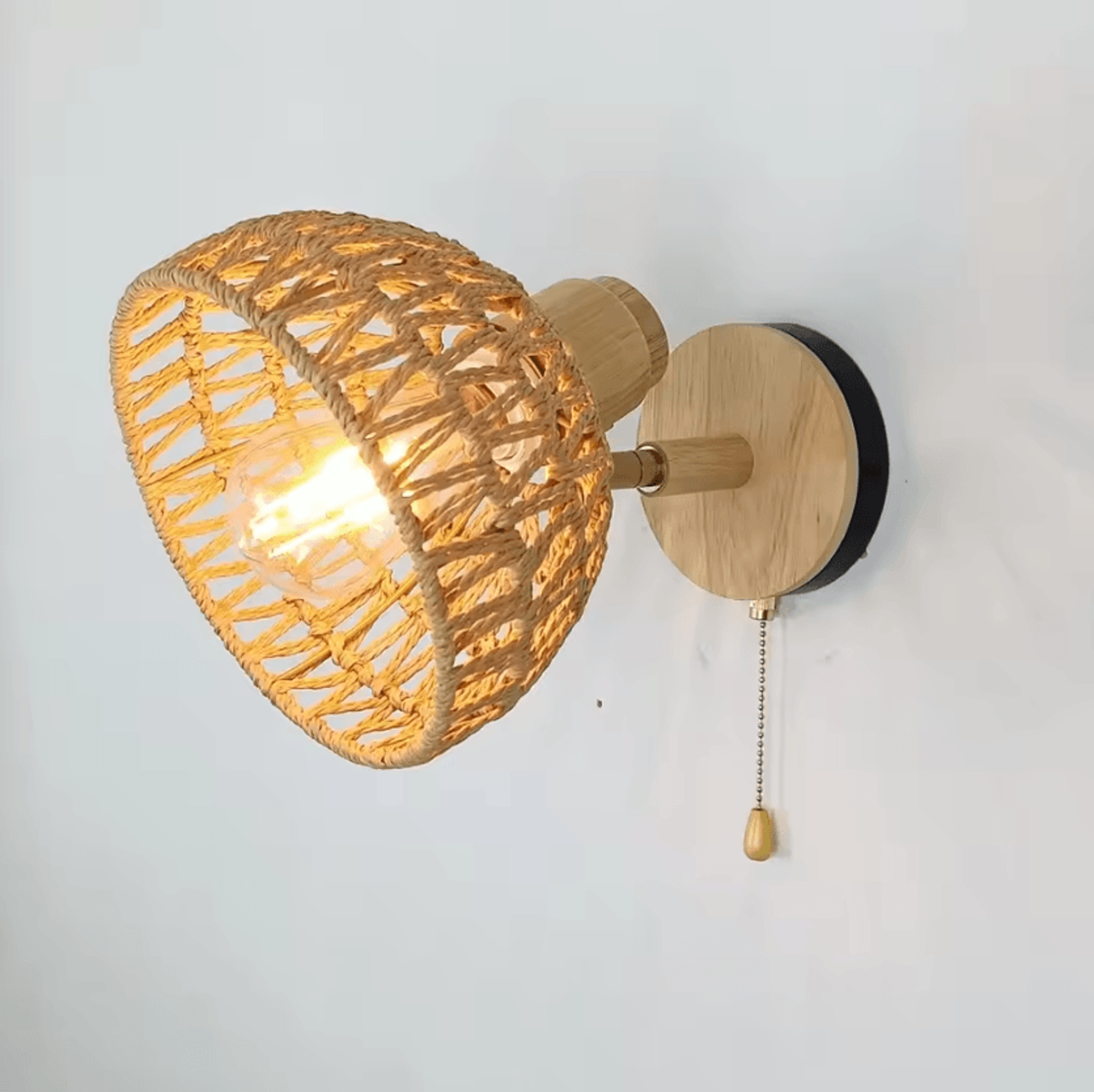 japanese rattan hemp rope wall lamp