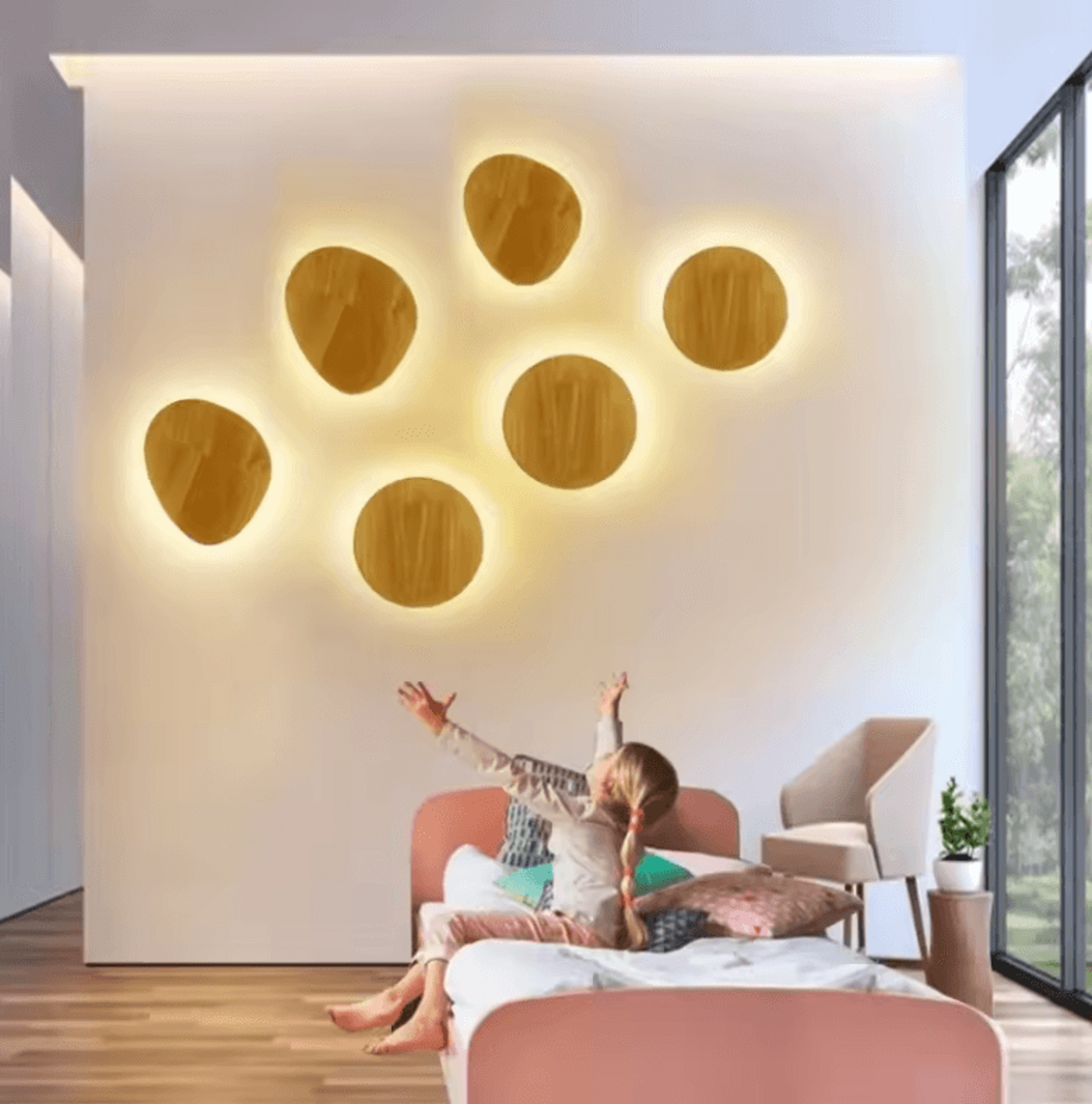 nordic wooden led wall lamp