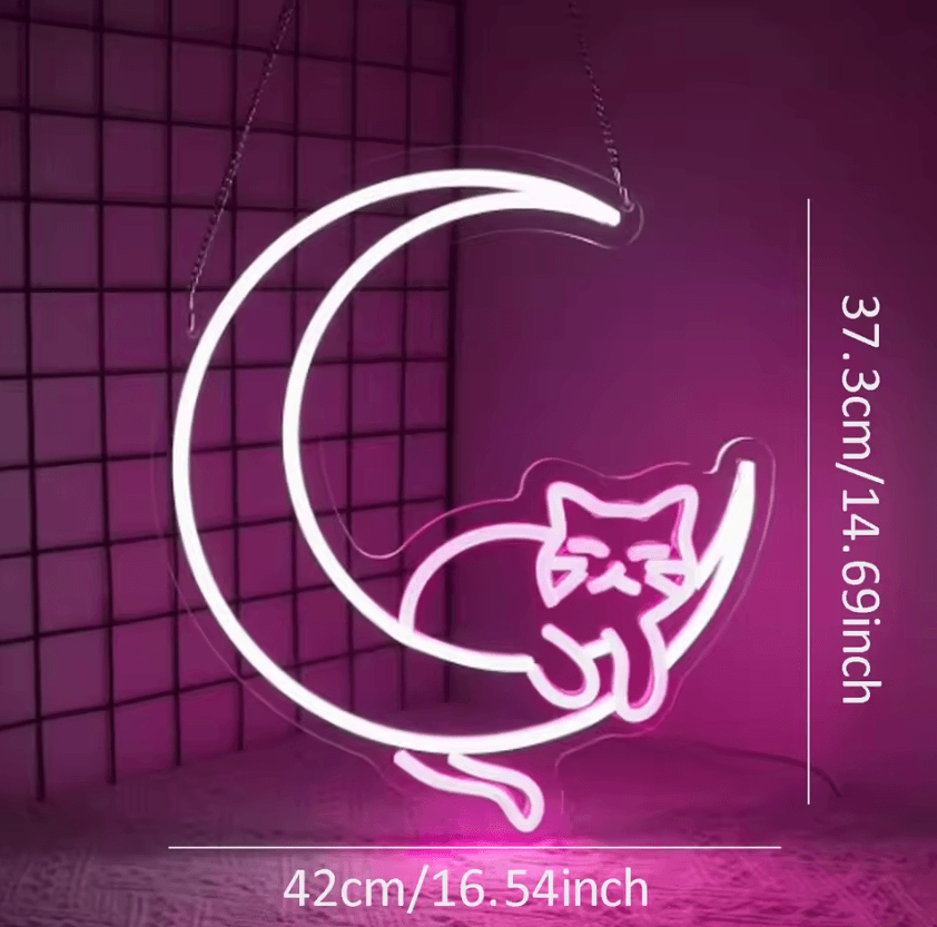 animated cat moon led neon sign