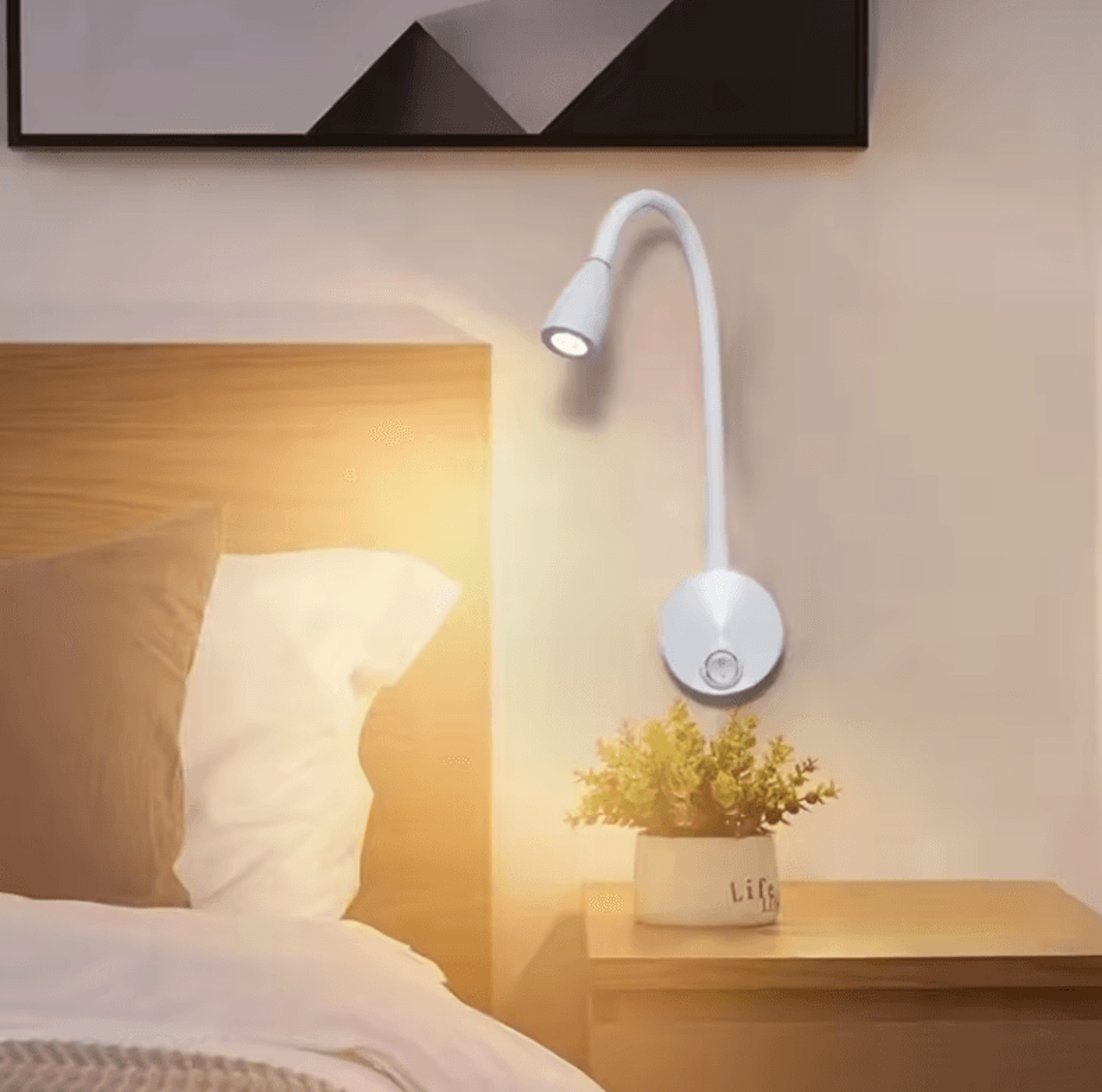 3w rotatable gooseneck led reading wall lamp