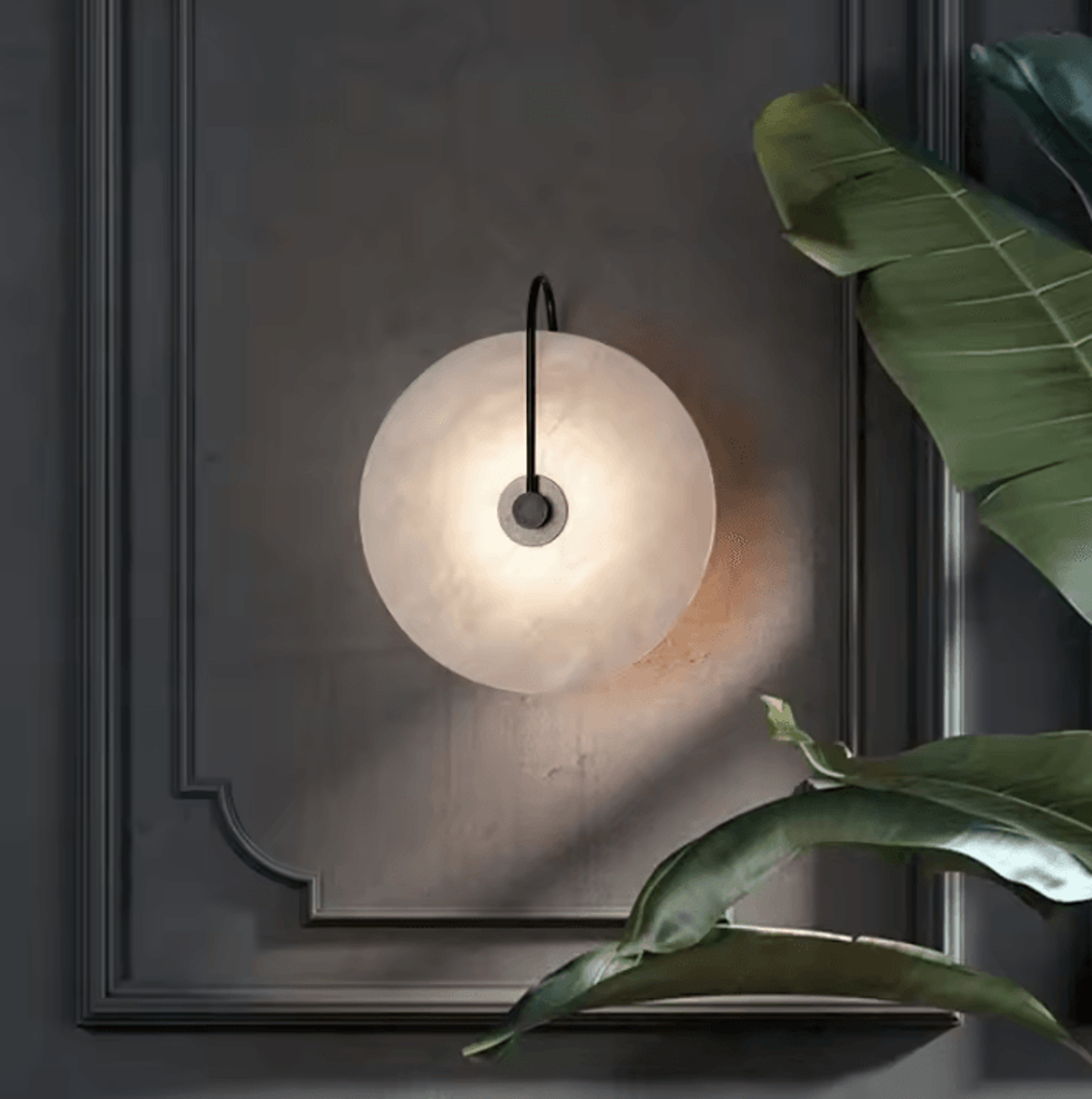 nordic marble circle led wall light moon decor sconce