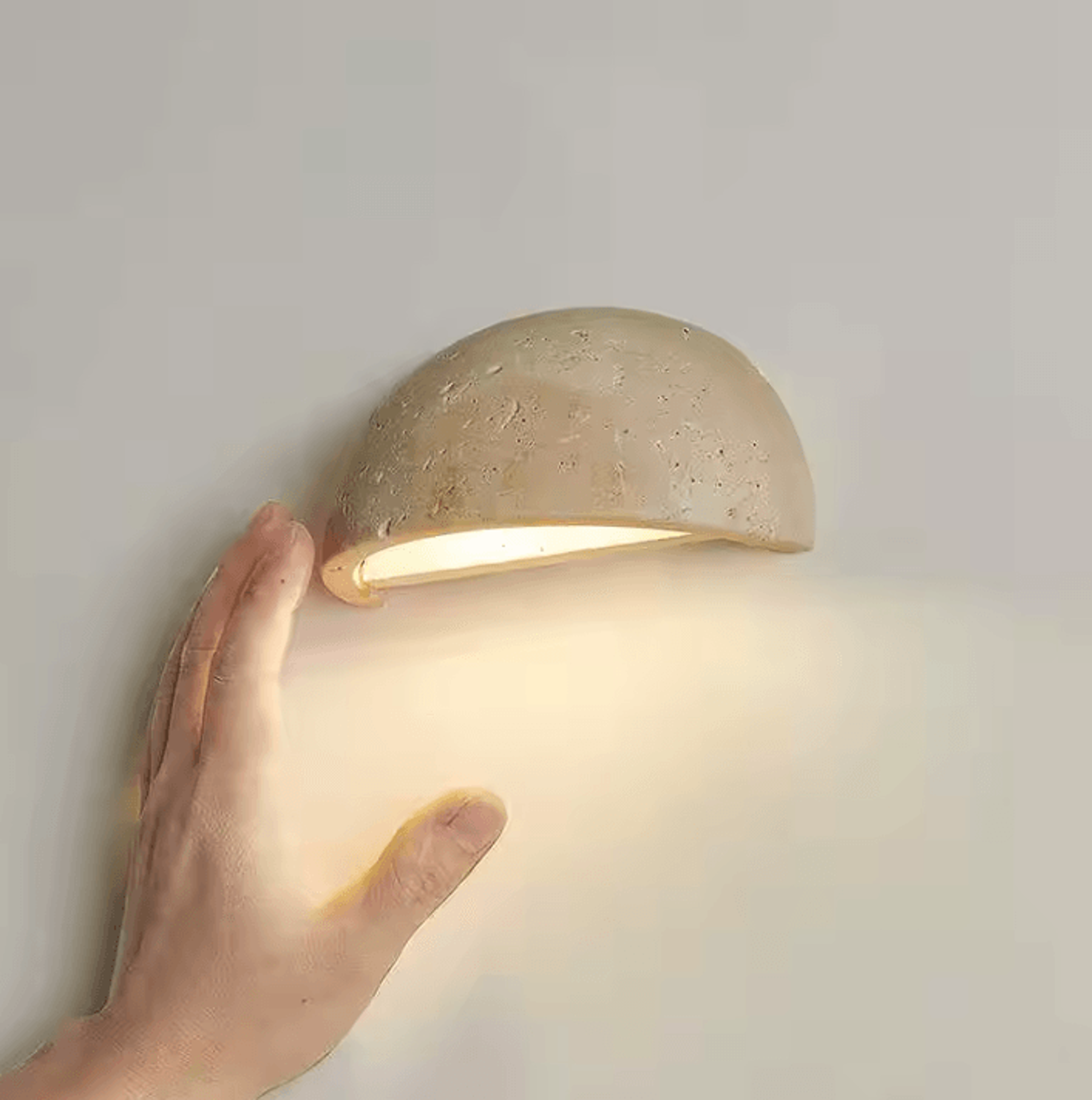 nordic cave stone led wall lamp semi circular bedside light