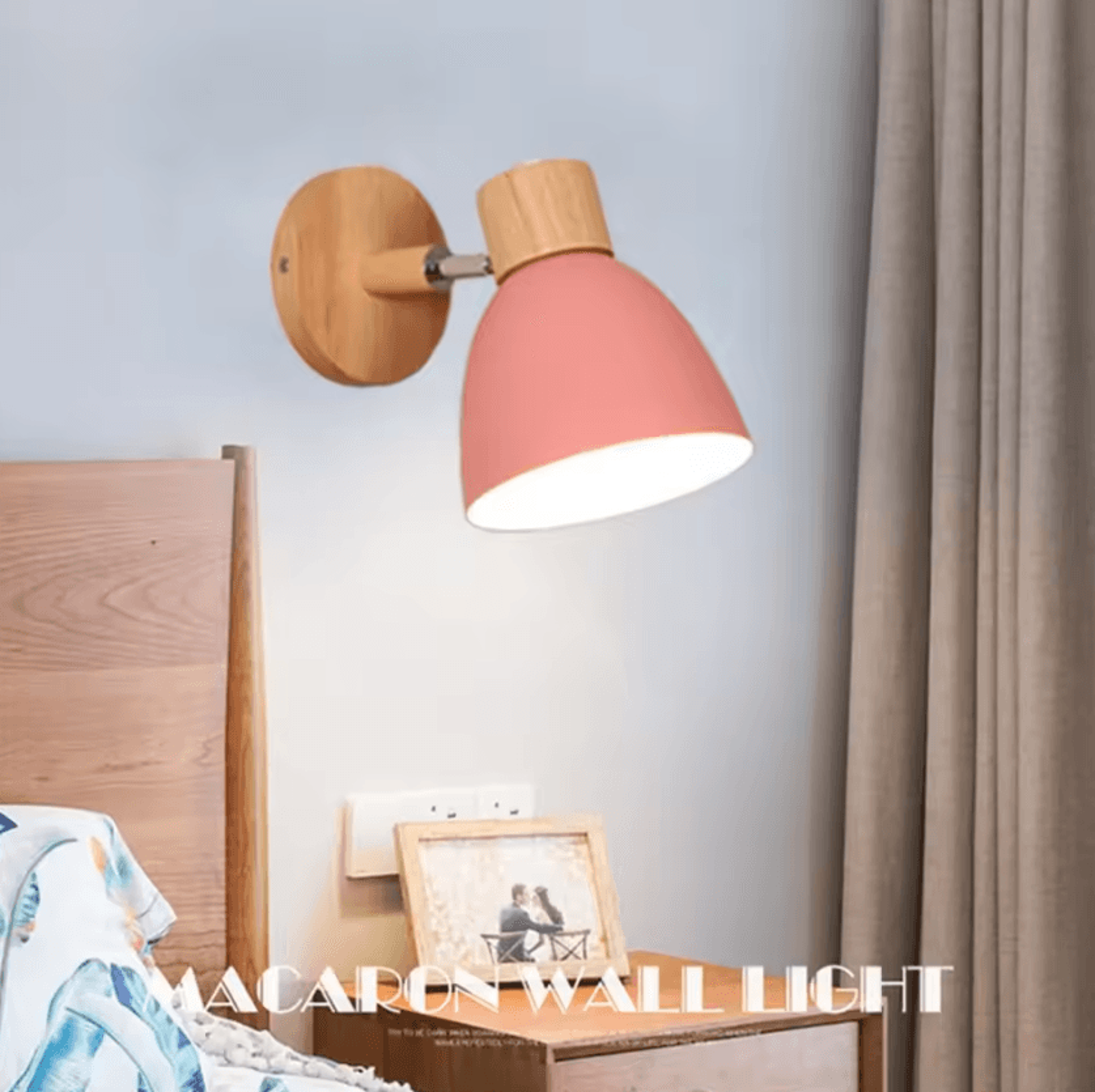 nordic macaroon wall light adjustable e27 bedside sconce