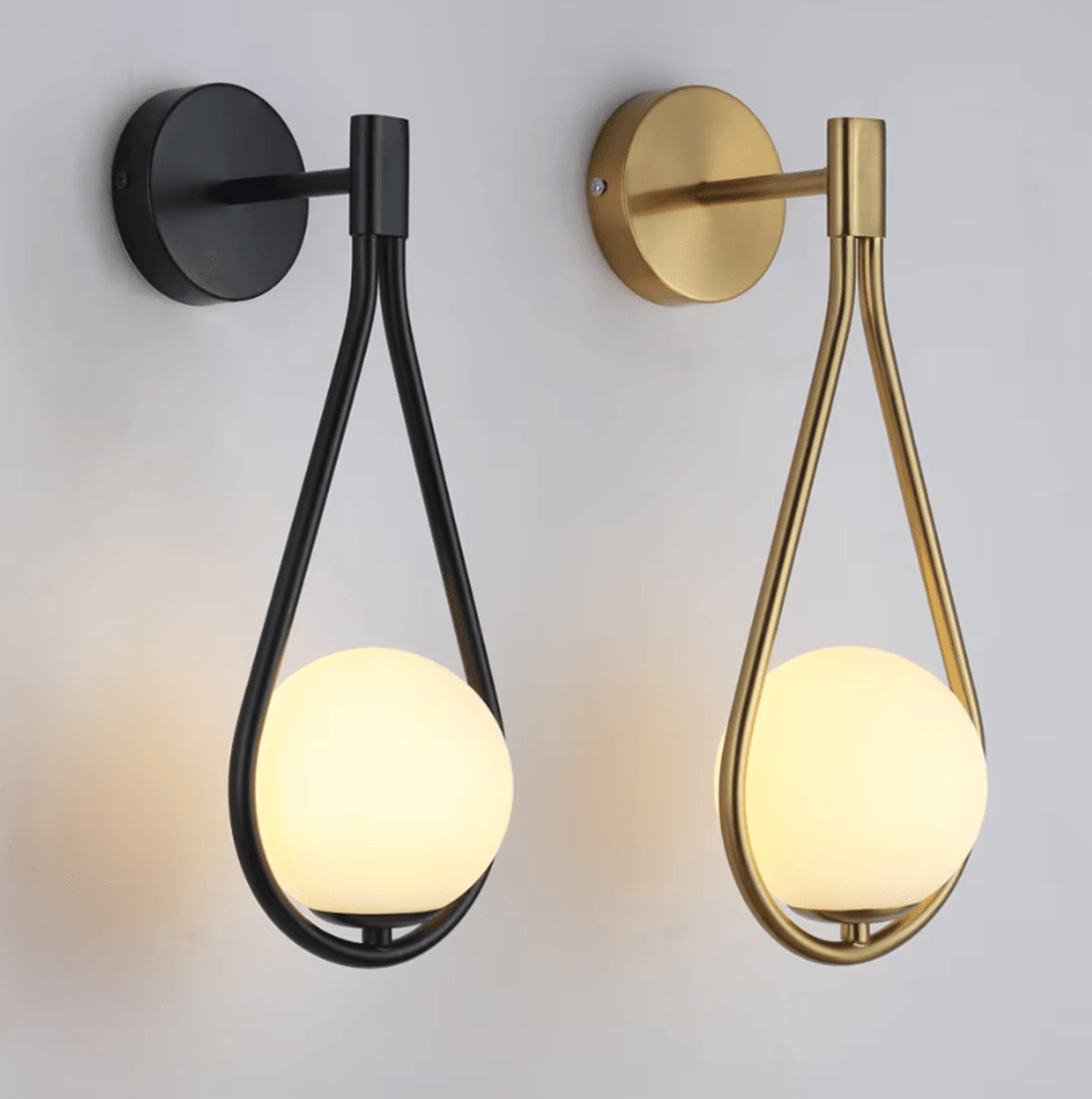 nordic glass ball led wall lamp modern bedside sconce