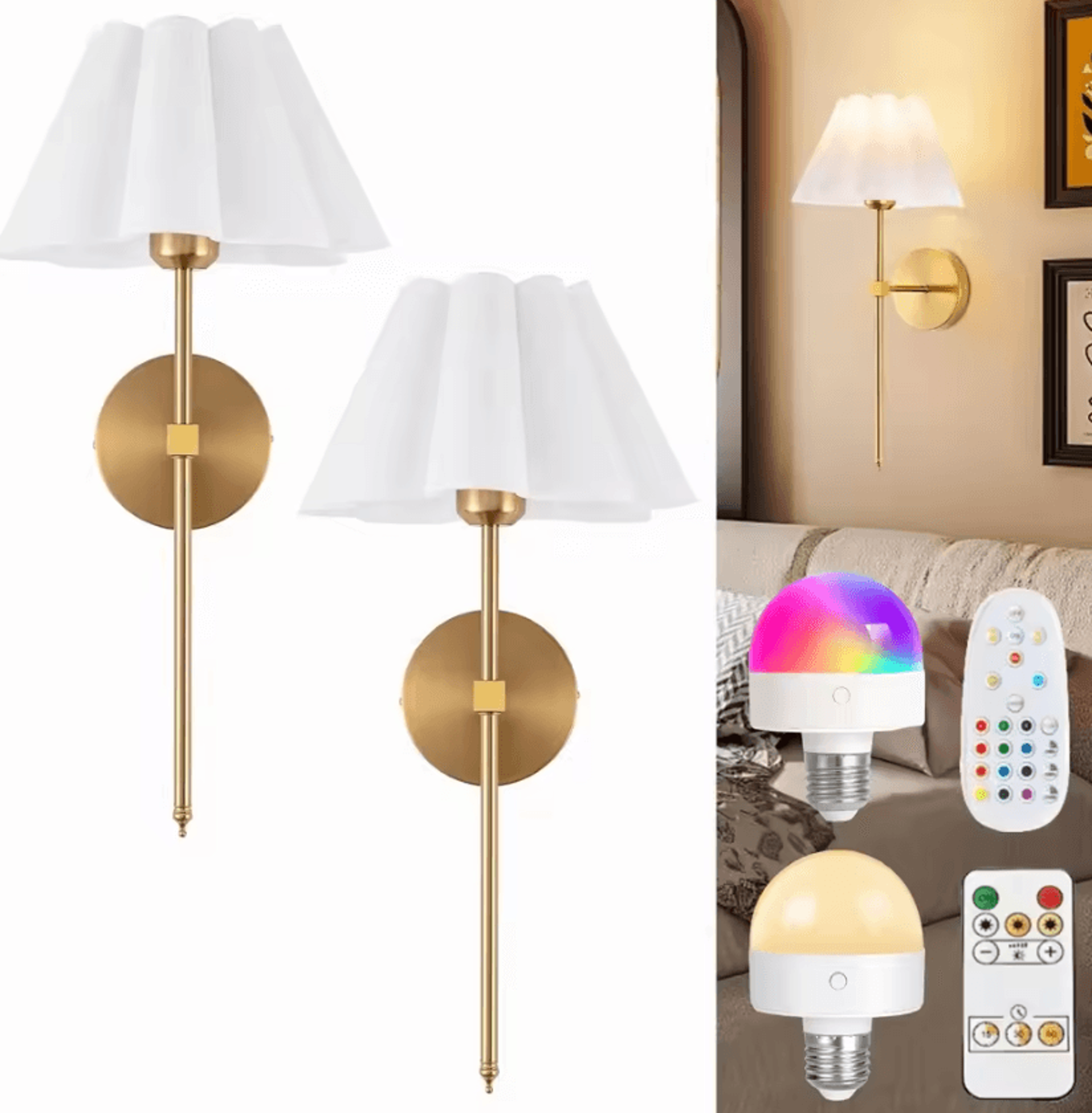 wireless rechargeable rgb wall light with remote control