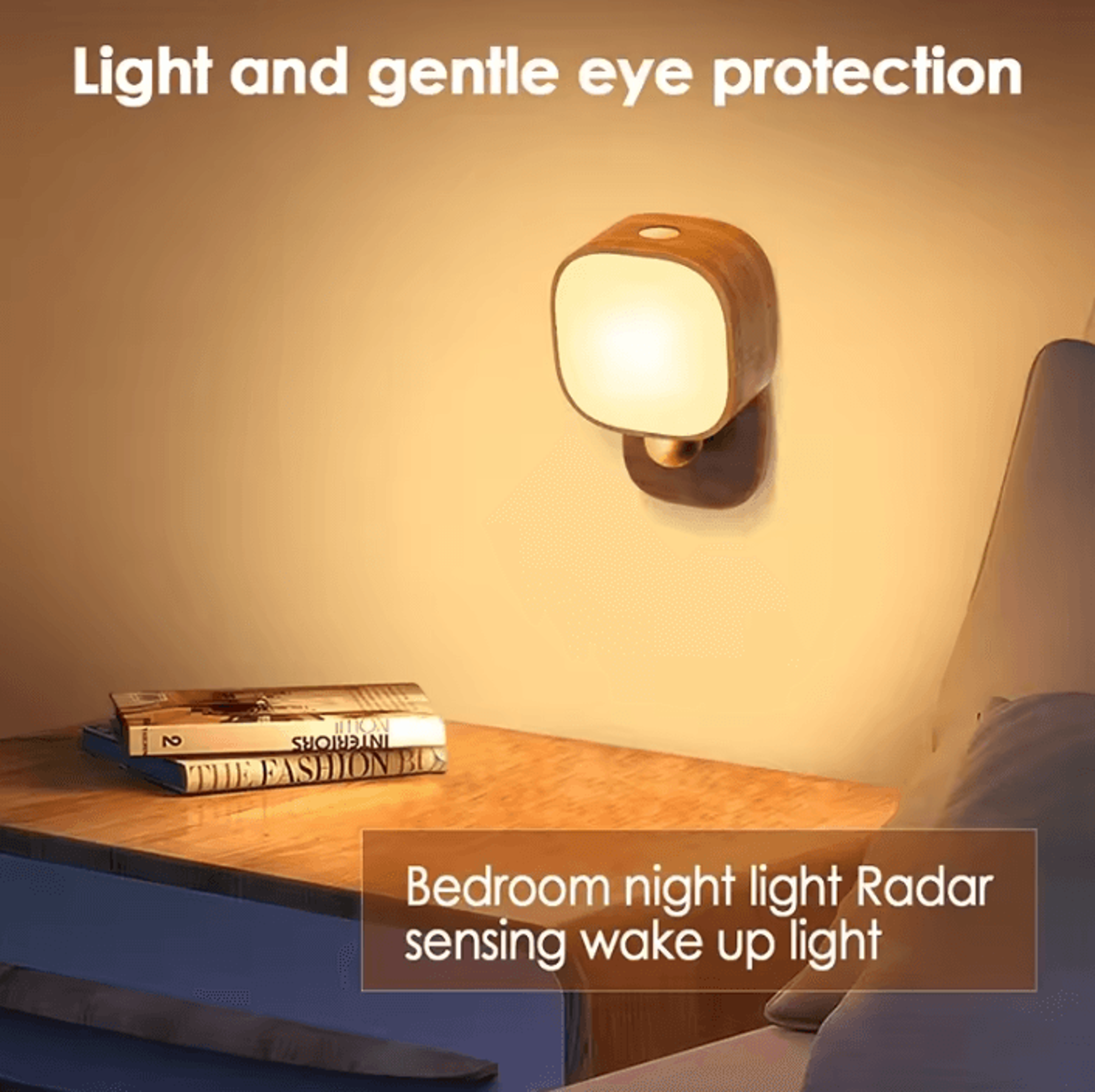 wireless magnetic wood wall light with motion sensor
